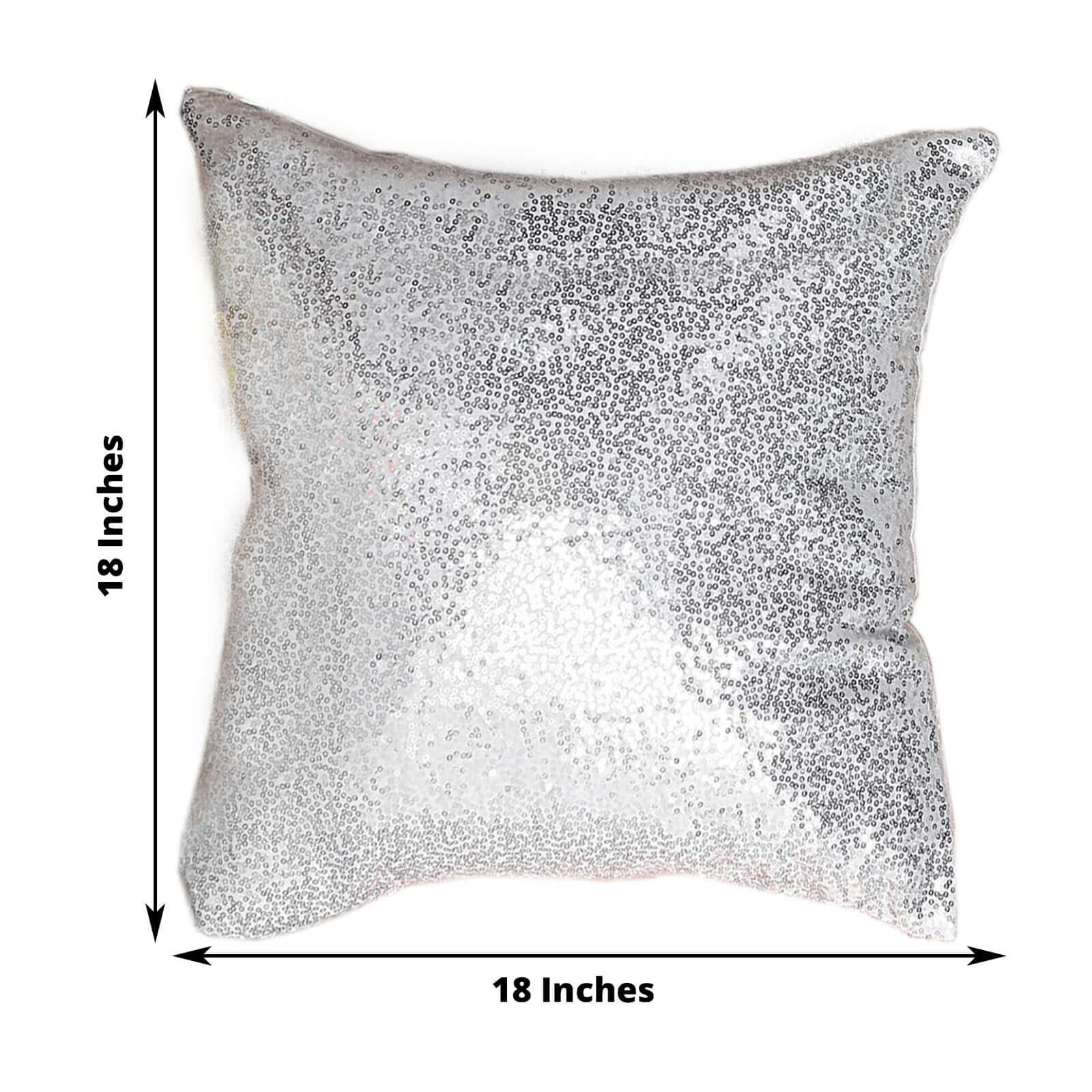 2 Pack 18 Silver Sequin Decorative Square Throw Pillow Cover