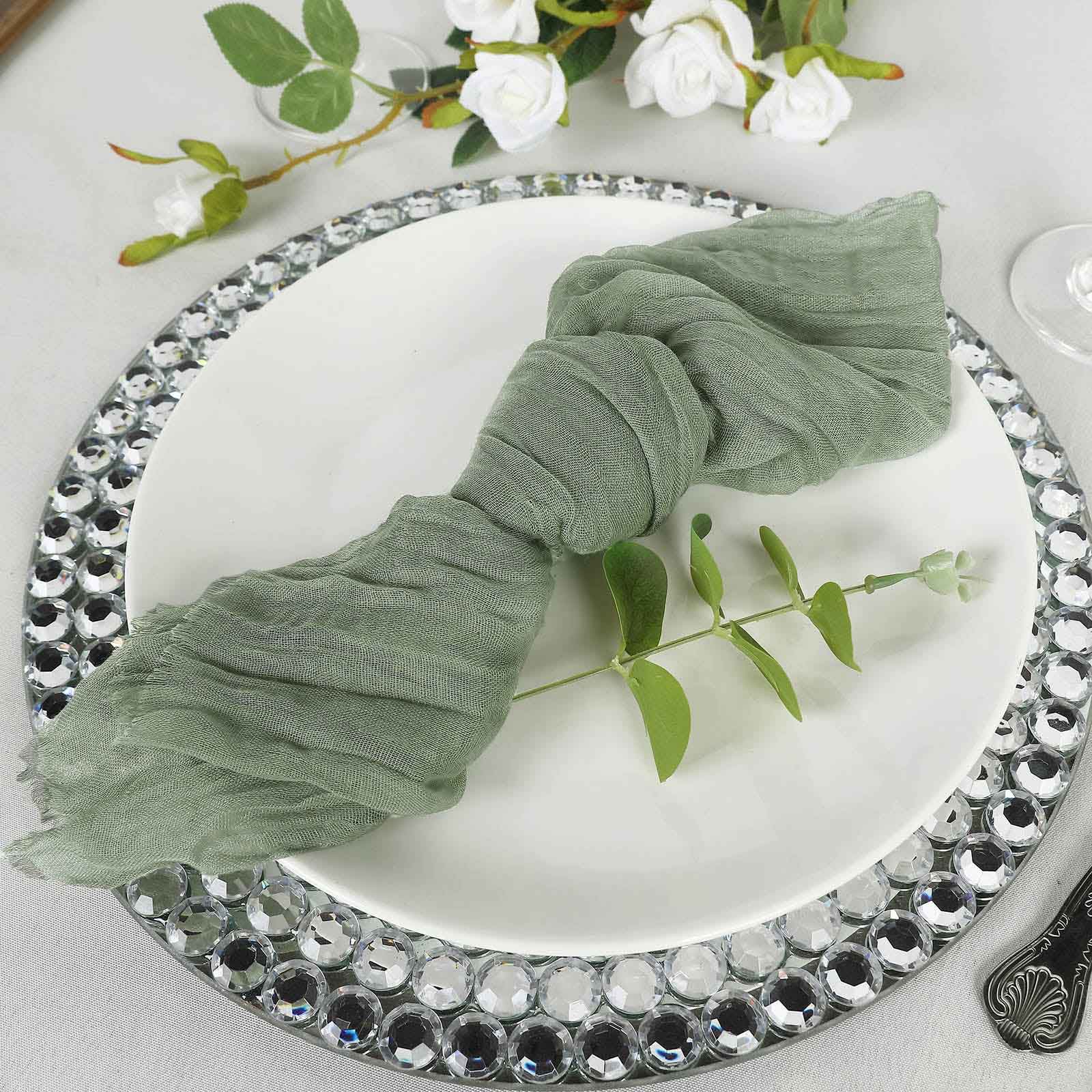 5 Pack Gauze Cheesecloth 24x19 Napkins Dusty Sage Green Reusable Dinner Napkins