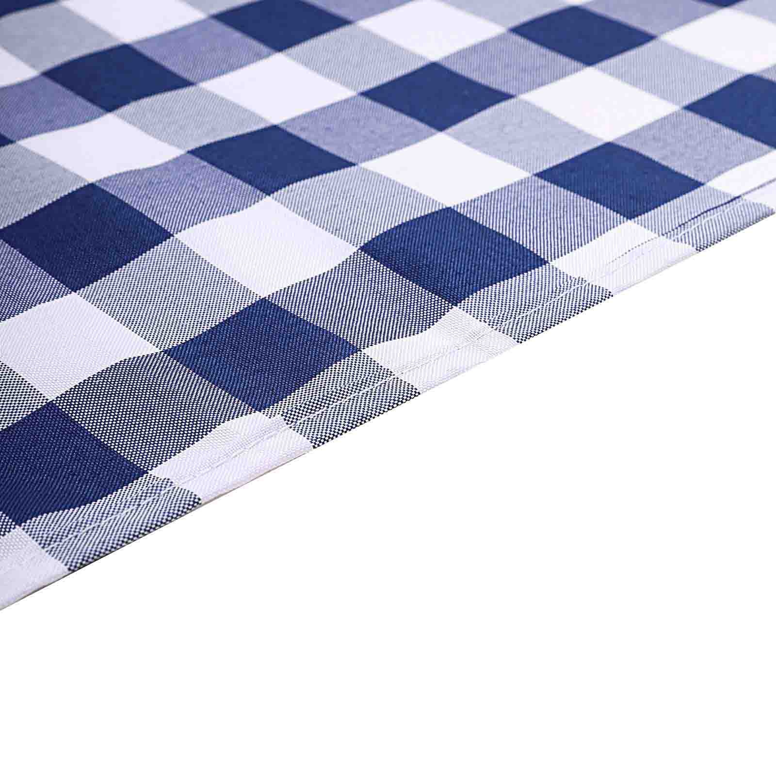 Polyester 54x54 Square Tablecloth White/Navy Blue - Checkered Buffalo Plaid Design for Casual Table Settings