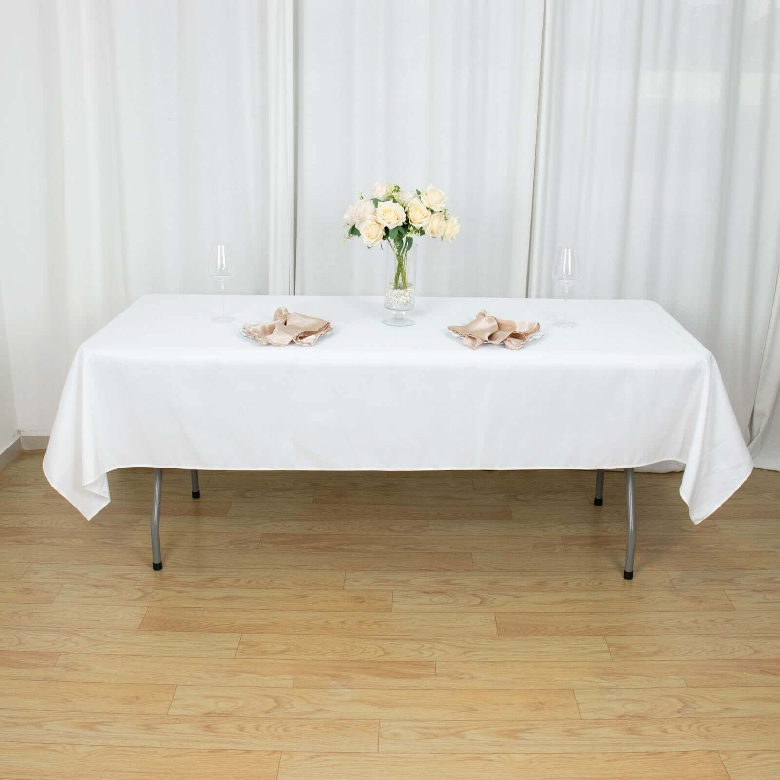 Premium Polyester 54x96 Rectangle Tablecloth White - Durable 220GSM Stain-Resistant Fabric for Weddings & Events