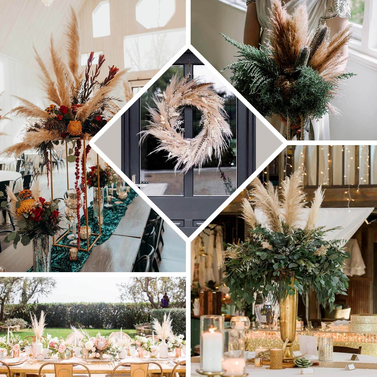 6 Stems Natural Dried Pampas Grass Decor Natural Tint - Versatile Plant Sprays for Boho Chic Vase Displays Backdrops & Event Styling 32