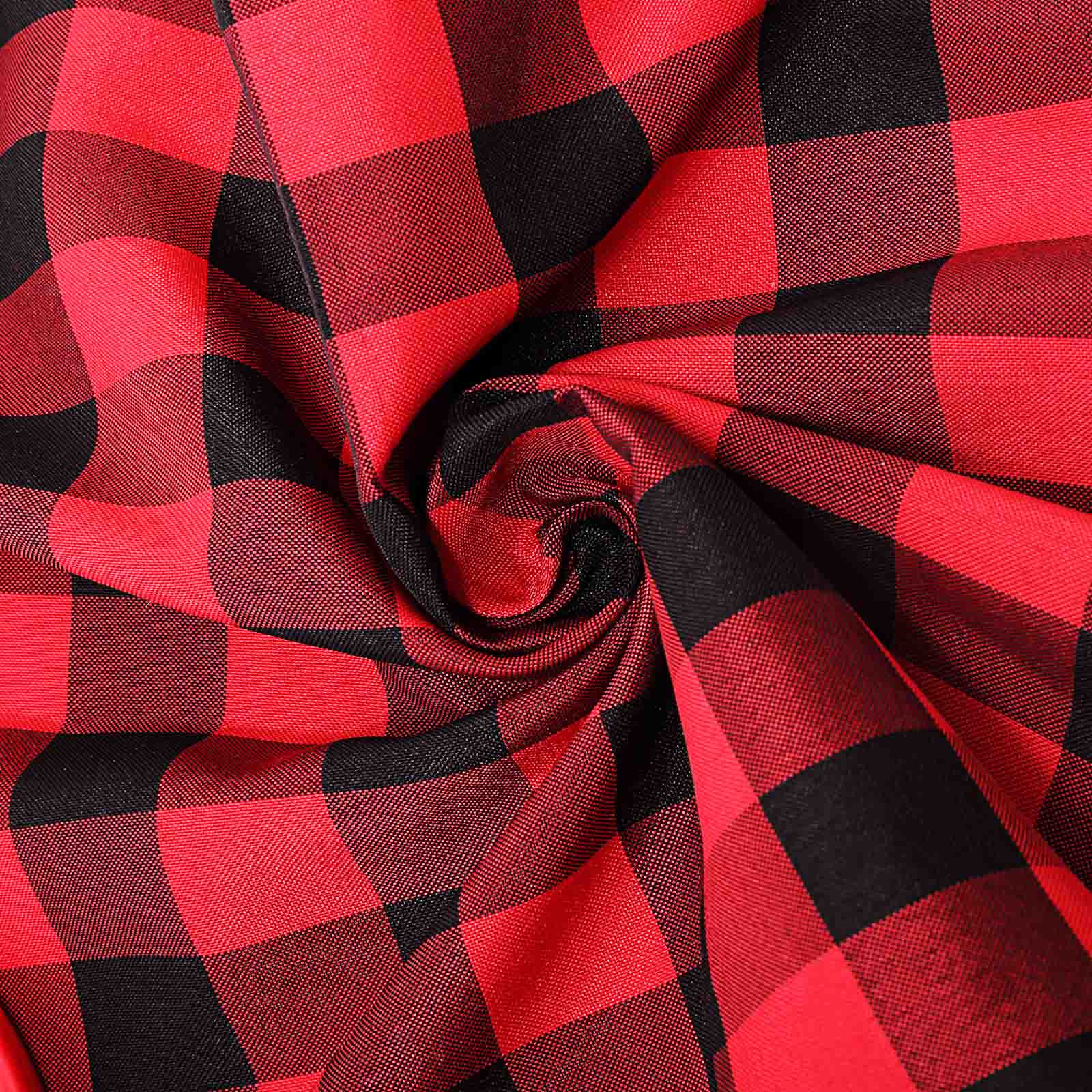 5 Pack Polyester 15x15 Napkins Black/Red Buffalo Plaid Gingham Style Cloth Napkins