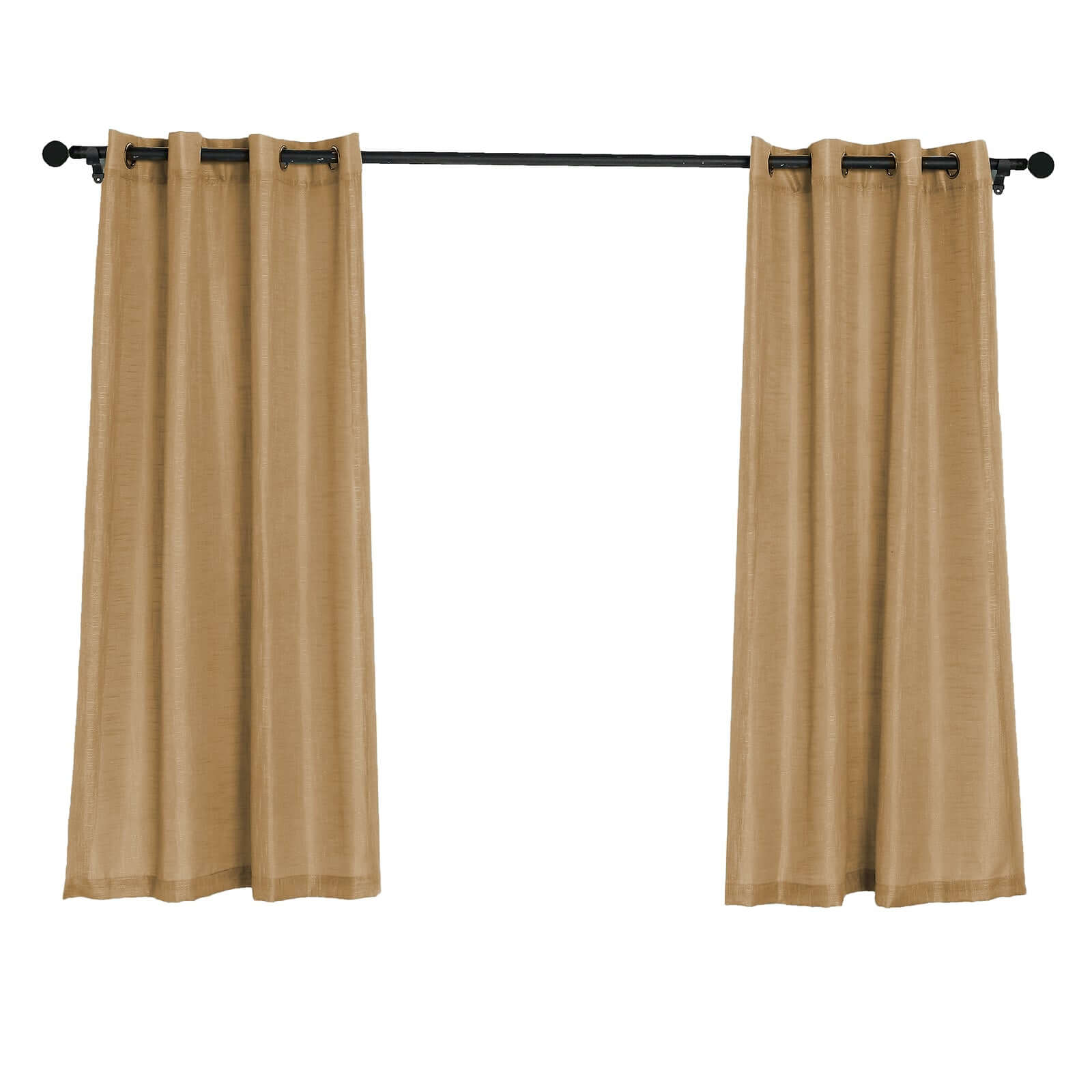 2 Pack Handmade Natural Faux Linen Curtains 52x64, Curtain Panels With Chrome Grommets