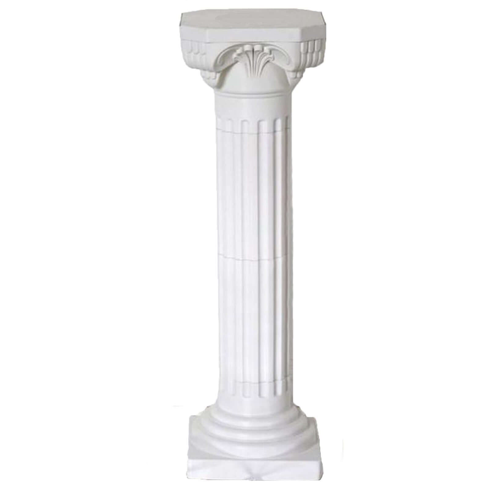 4 Pack 34 White Height Adjustable Empirical Roman Inspired Pedestal Column Plant Stand - PVC