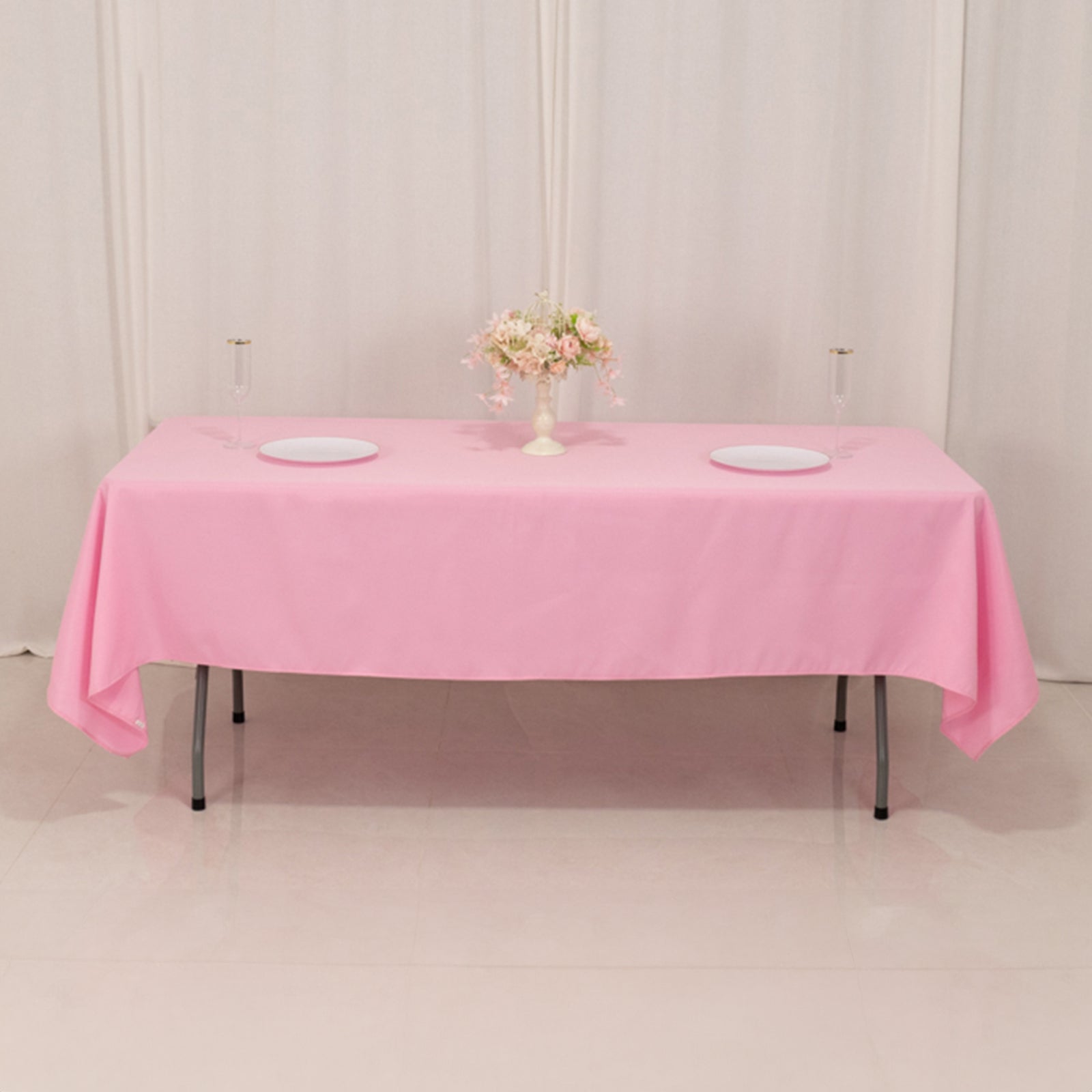 Premium Polyester 60x102 Rectangle Tablecloth Pink - Durable 220GSM Wrinkle-Resistant Table Cover