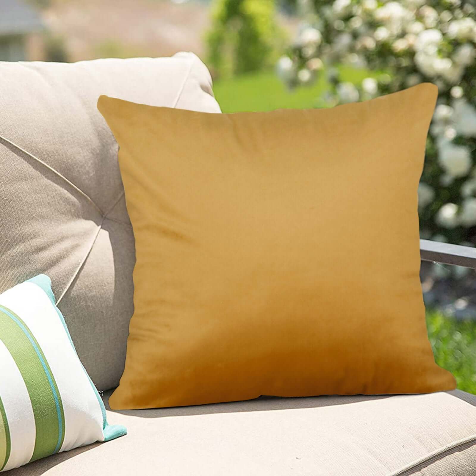 2 Pack 18 Gold Soft Velvet Square Throw Pillow Cover
