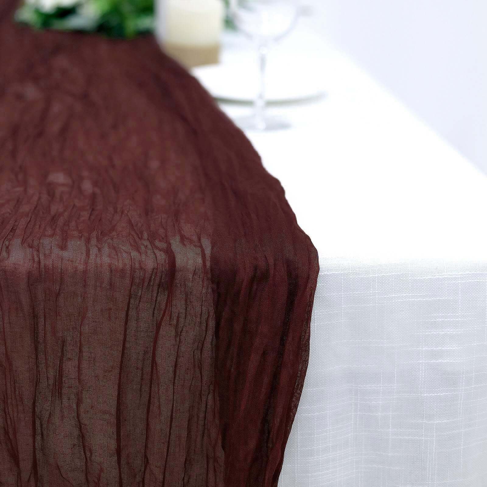 Gauze Cheesecloth 10ft Table Runner Burgundy - Rustic Boho Style