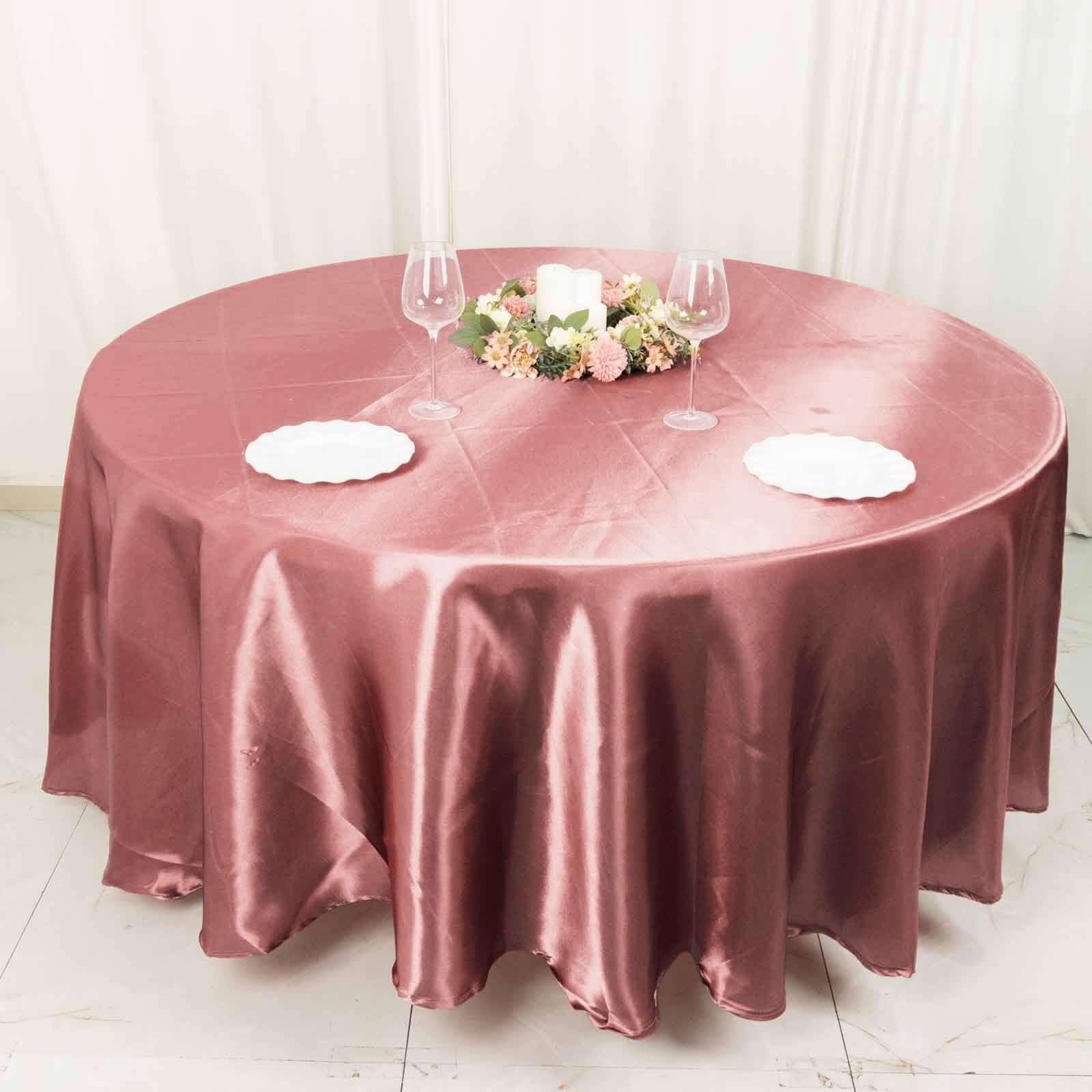 Satin 108 Round Tablecloth Cinnamon Rose - Smooth and Lustrous Table Cover