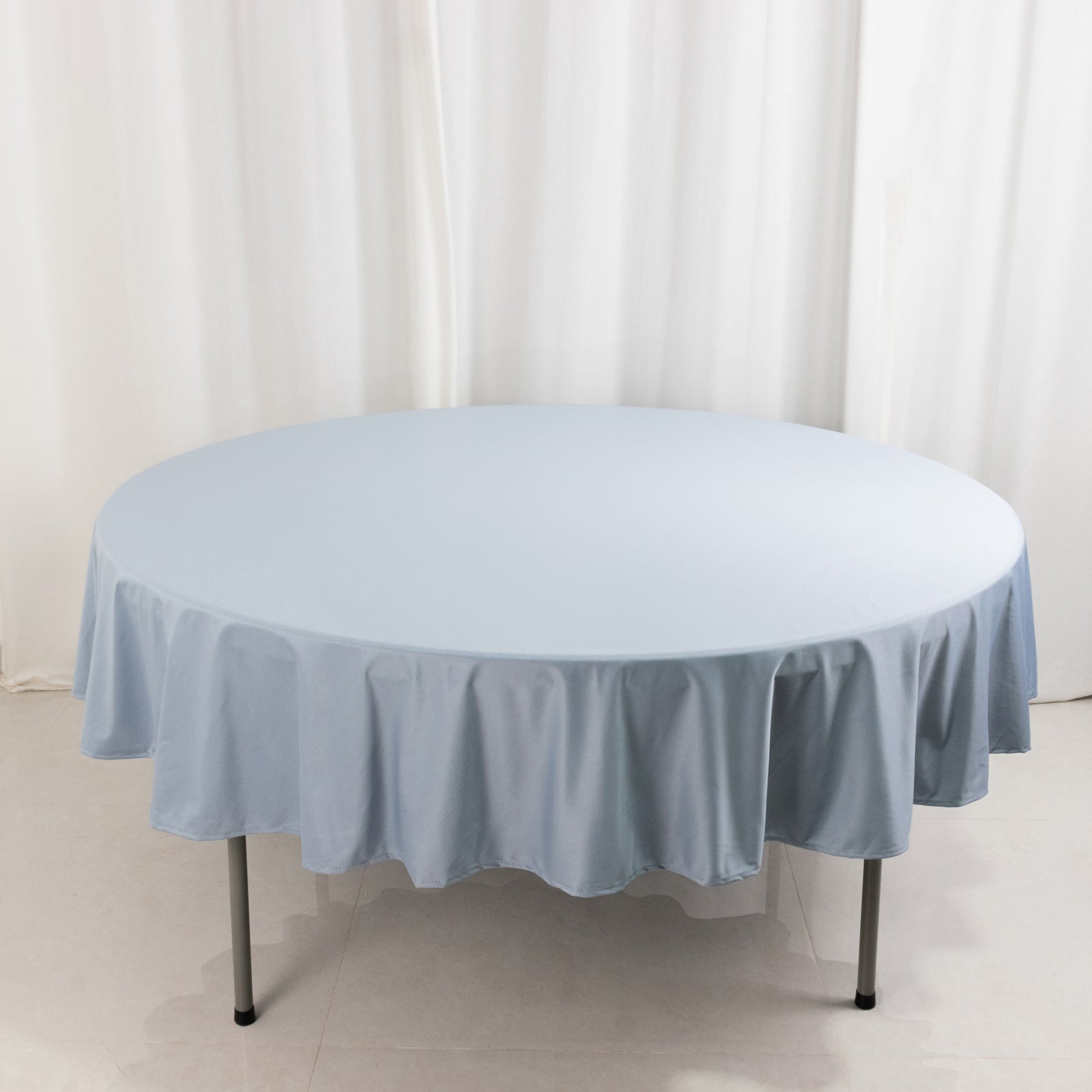 Premium Scuba Round 90 Tablecloth Dusty Blue - Wrinkle Free & Stain Resistant Table Cover