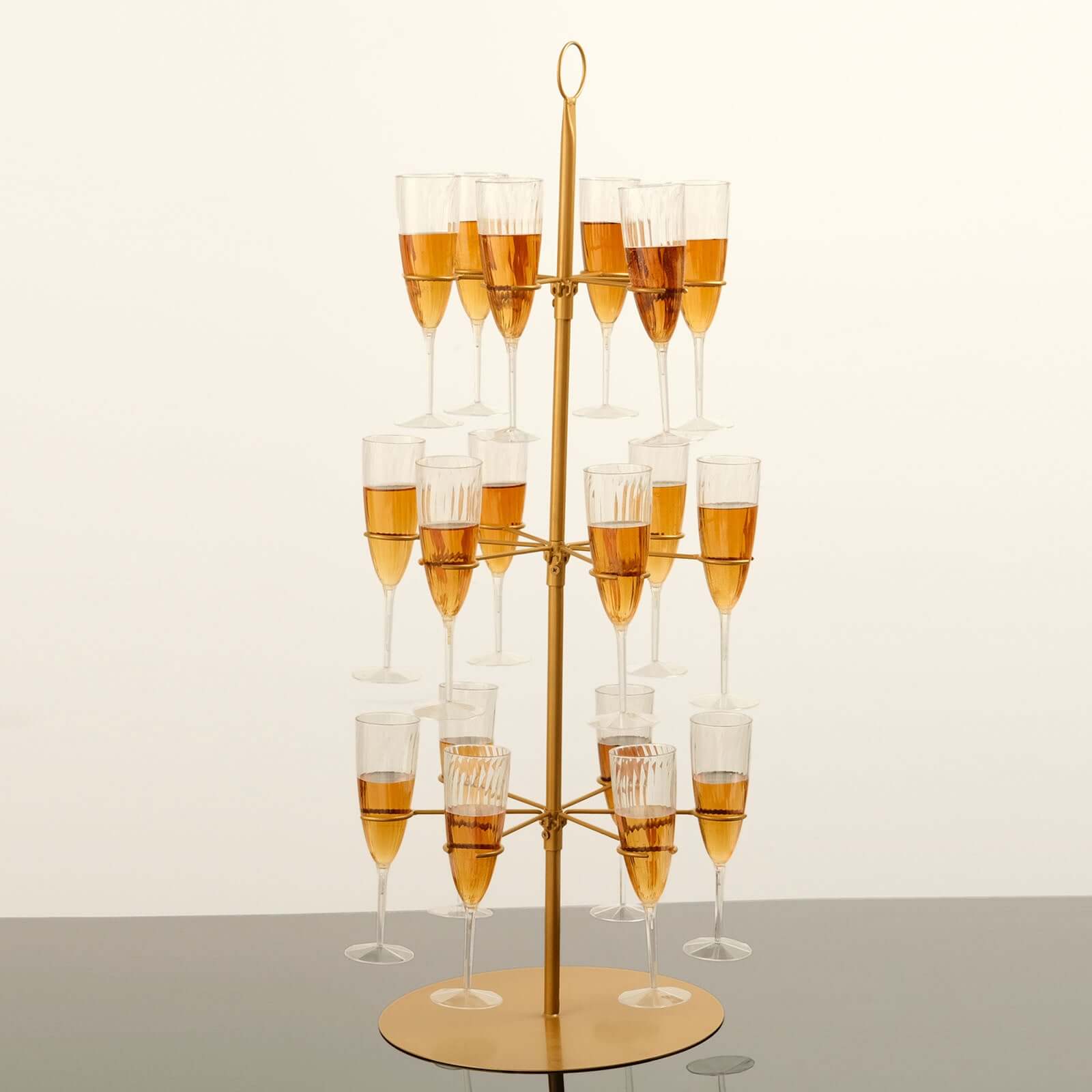 3-Tier Champagne Glass Holder Tower Gold - Modern Metal Flute Display Rack Cocktail Tree Stand for Professional & Home Use 33