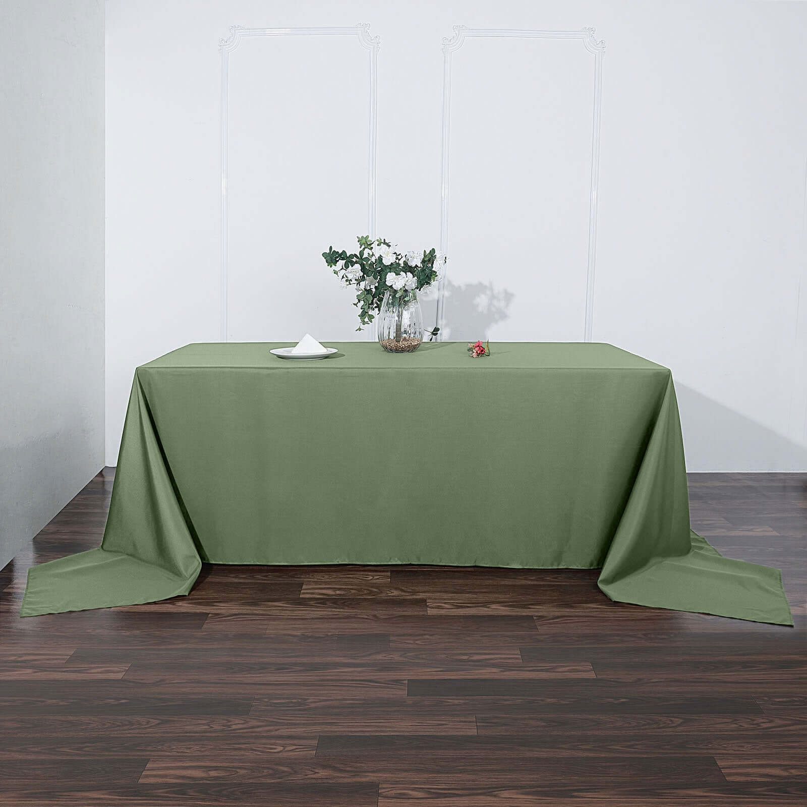 Polyester 90x156 Rectangle Tablecloth Olive Green - Seamless Wrinkle-Resistant Table Cover