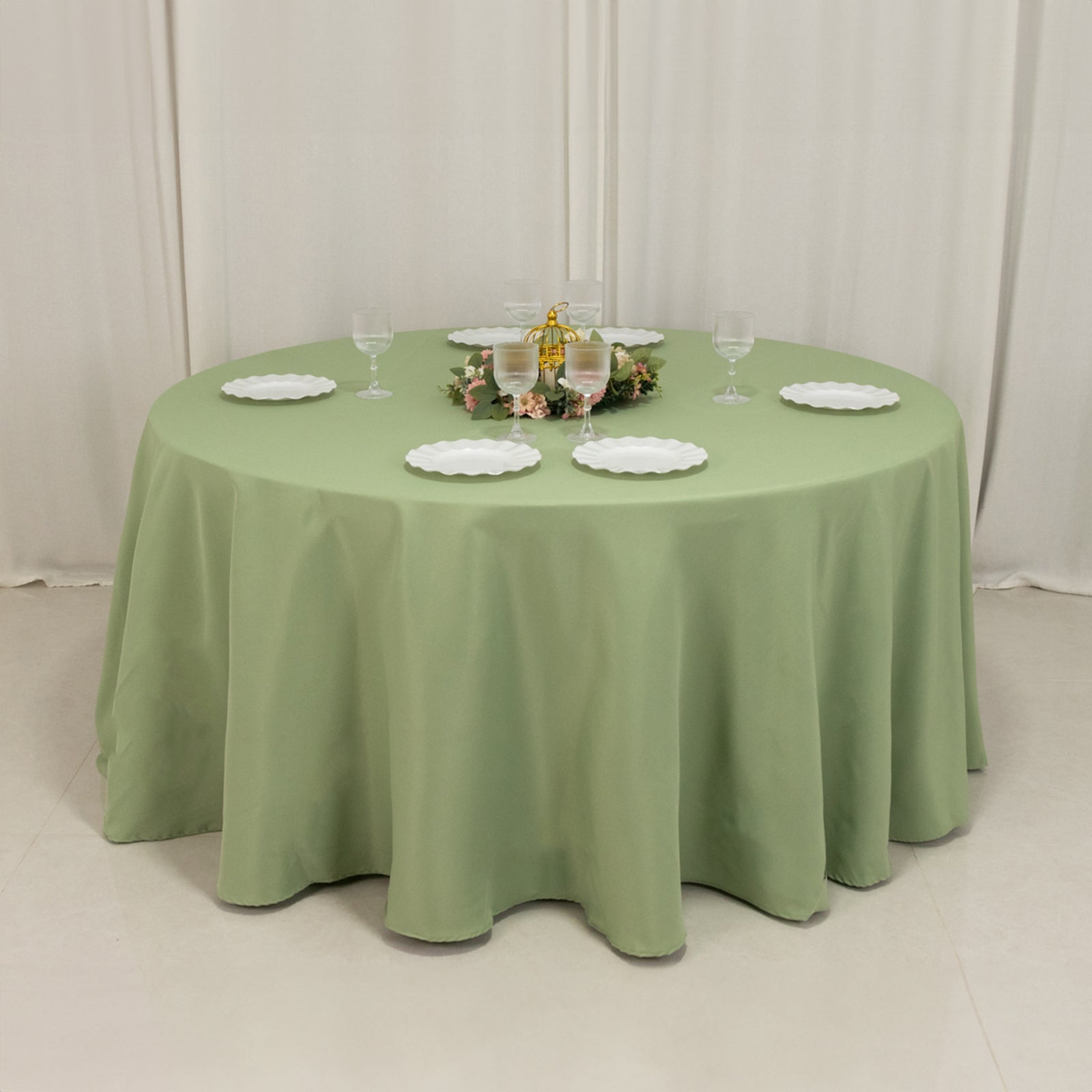 Premium Polyester 120 Round Tablecloth Sage Green - Seamless 220GSM Wrinkle-Resistant Table Cover