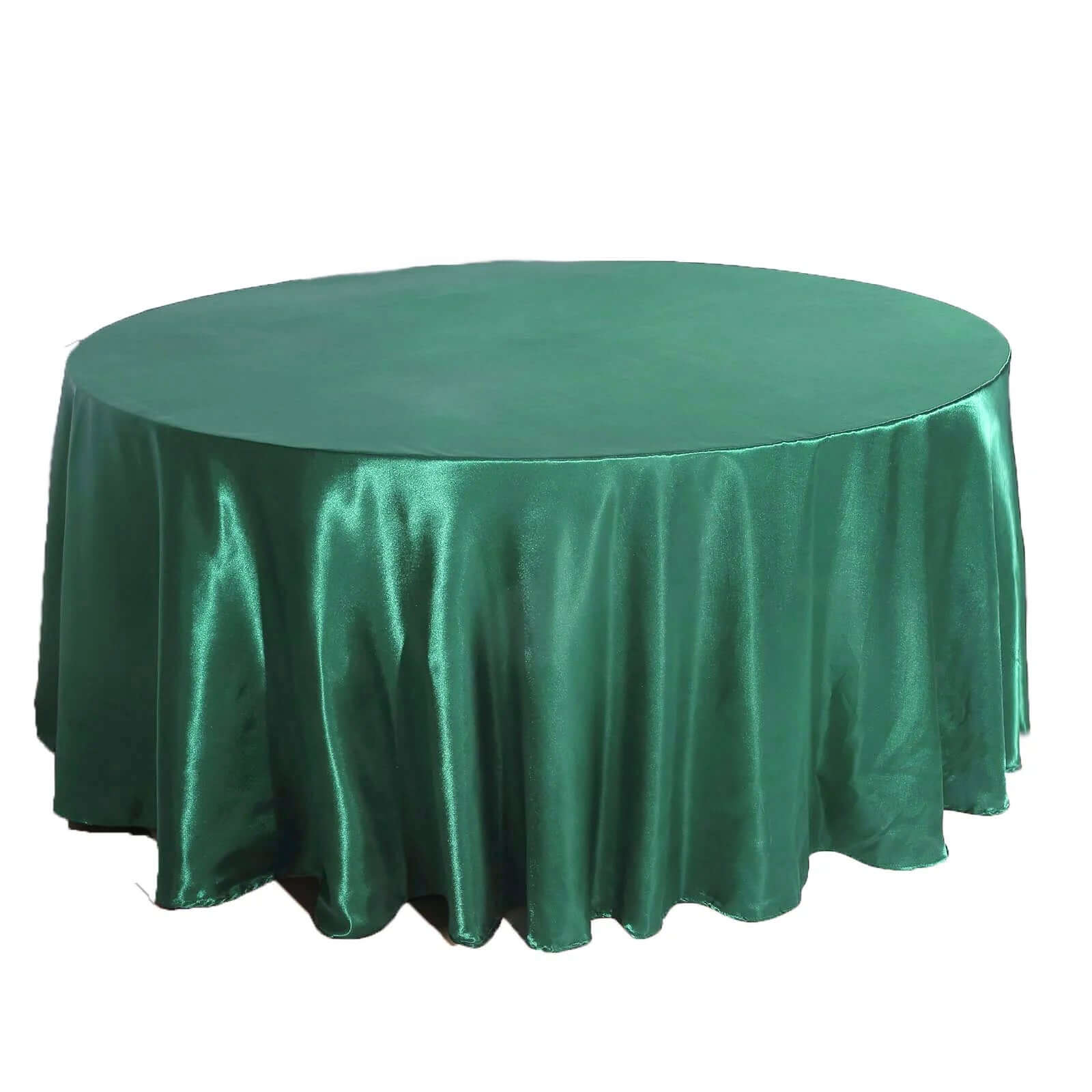 Satin 120 Round Tablecloth Hunter Emerald Green - Stylish Seamless Table Cover