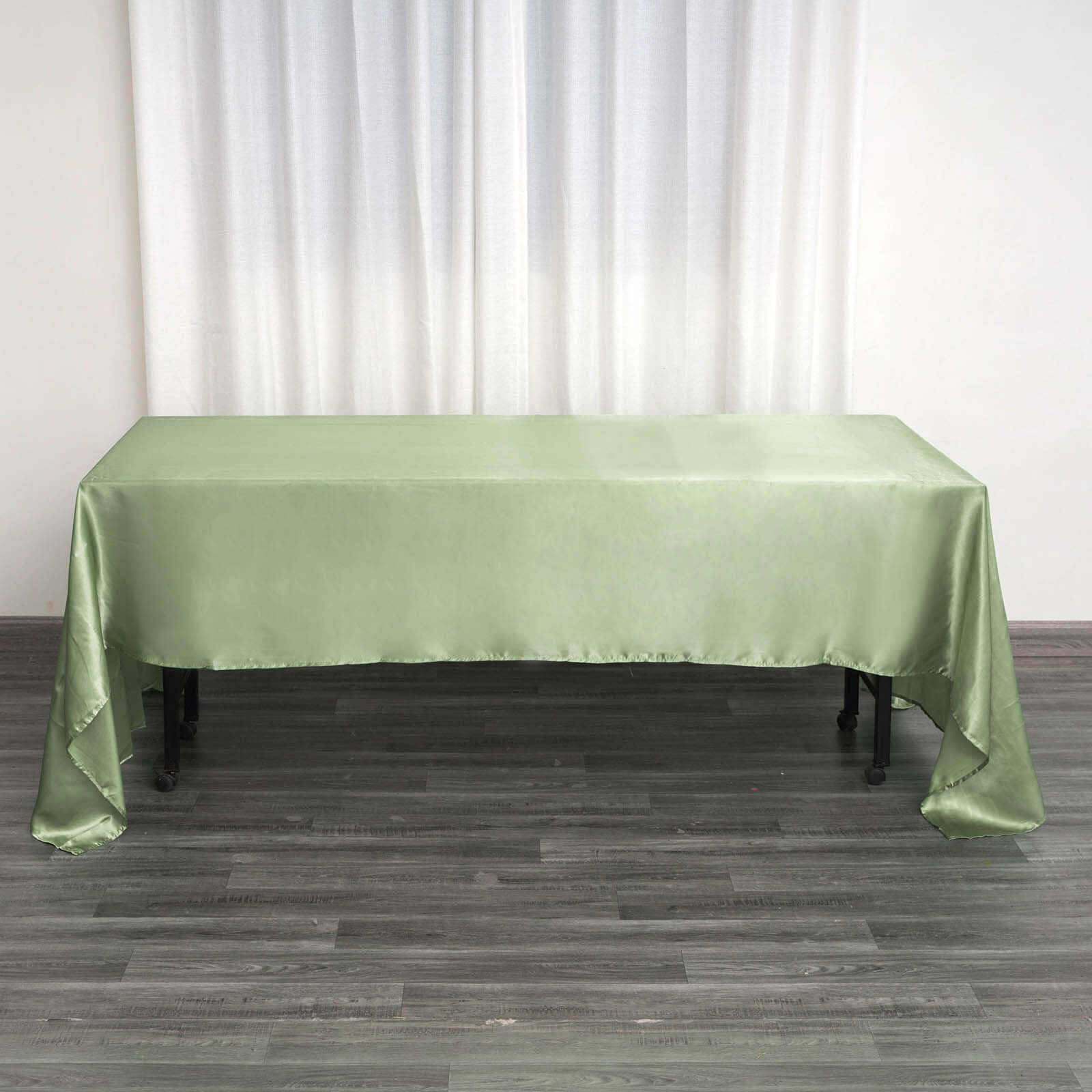 Satin Rectangular 60x126 Tablecloth Sage Green - Smooth and Lustrous Table Cover