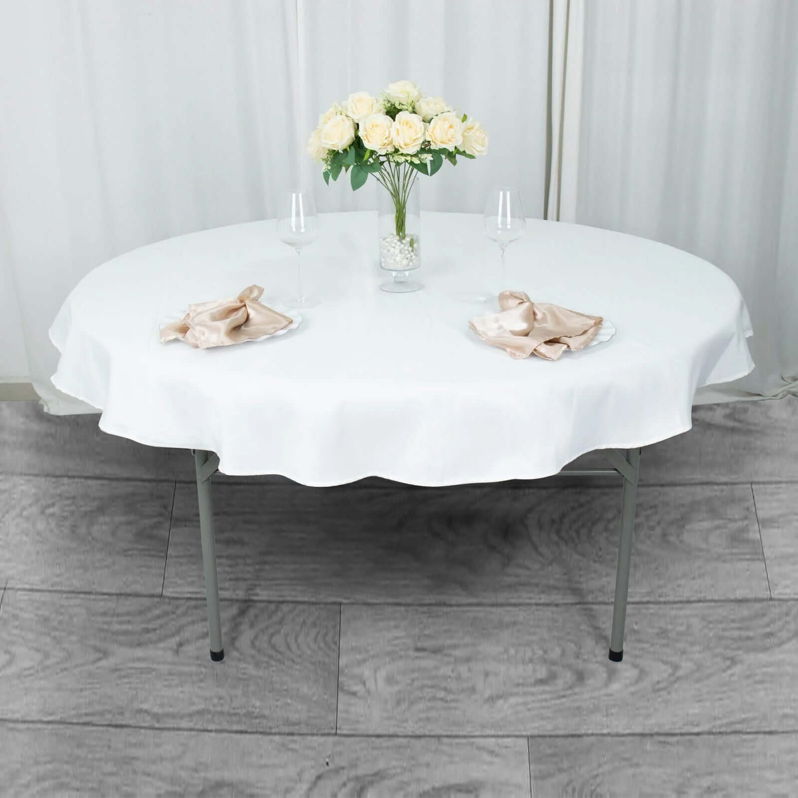 Premium Polyester 70 Round Tablecloth White - Stain and Wrinkle-Resistant 220GSM Table Cover for Weddings & Events