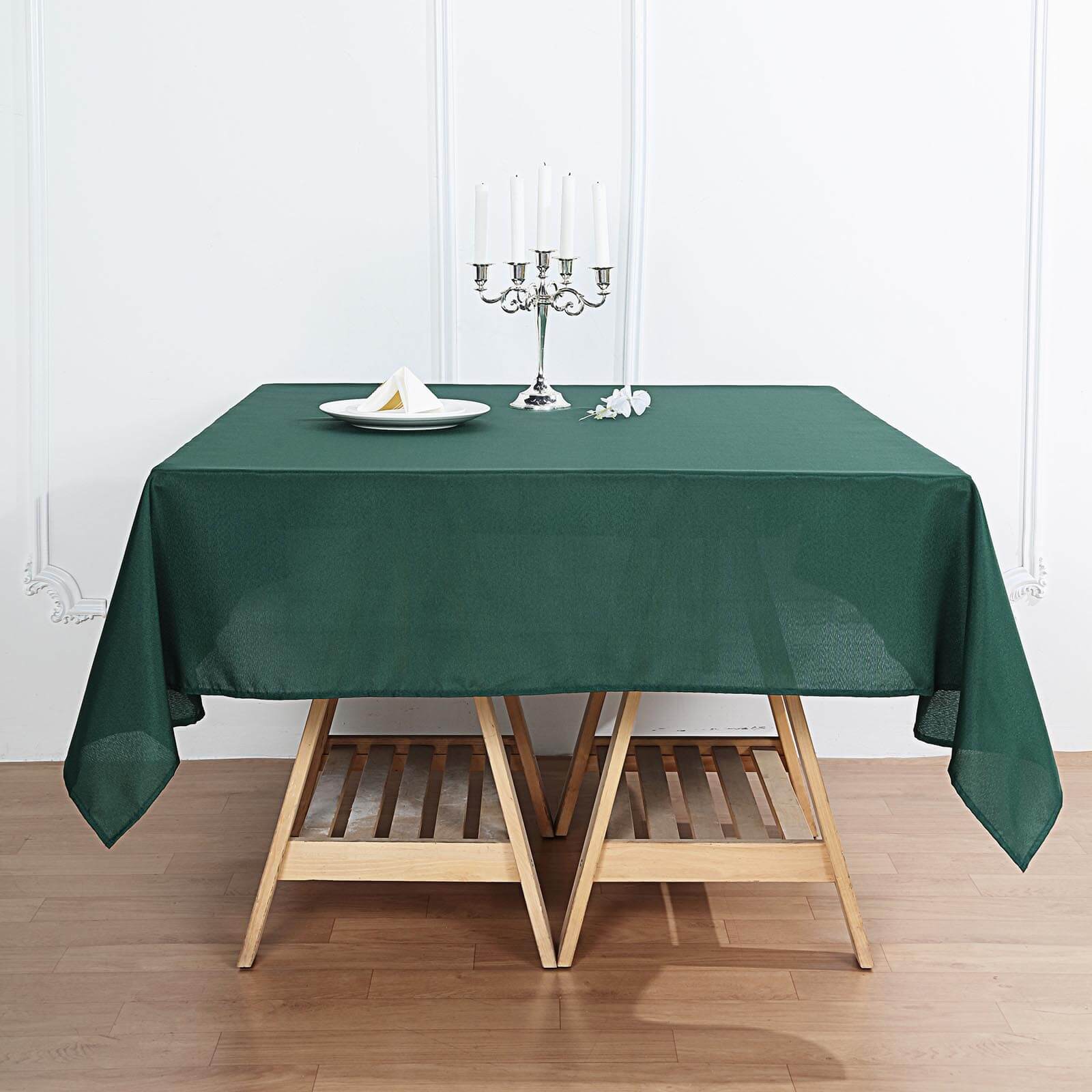 Polyester Square 54x54 Tablecloth Hunter Emerald Green - Wrinkle-Resistant & Durable Table Cover