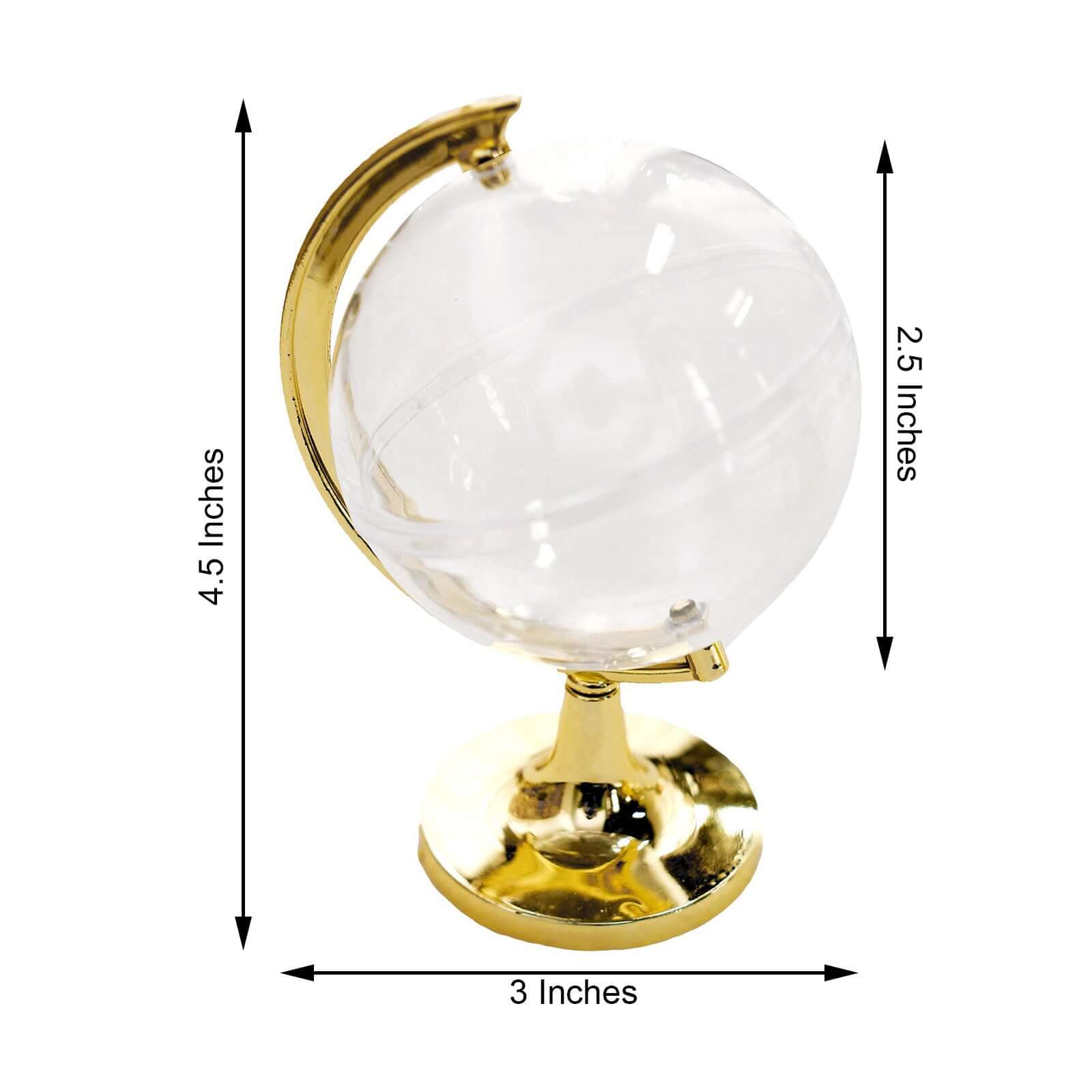 12-Pack Fillable Mini Globe Candy Container Clear Gold - Stylish Candy Treat Favor Containers 4.5