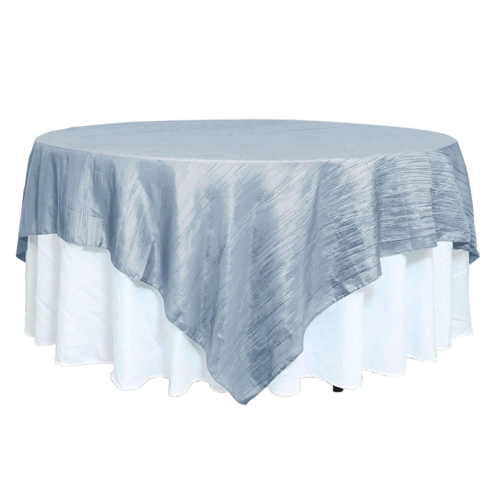 Taffeta 90x90 Table Overlay Square Tablecloth Dusty Blue - Accordion Crinkle Table Cover