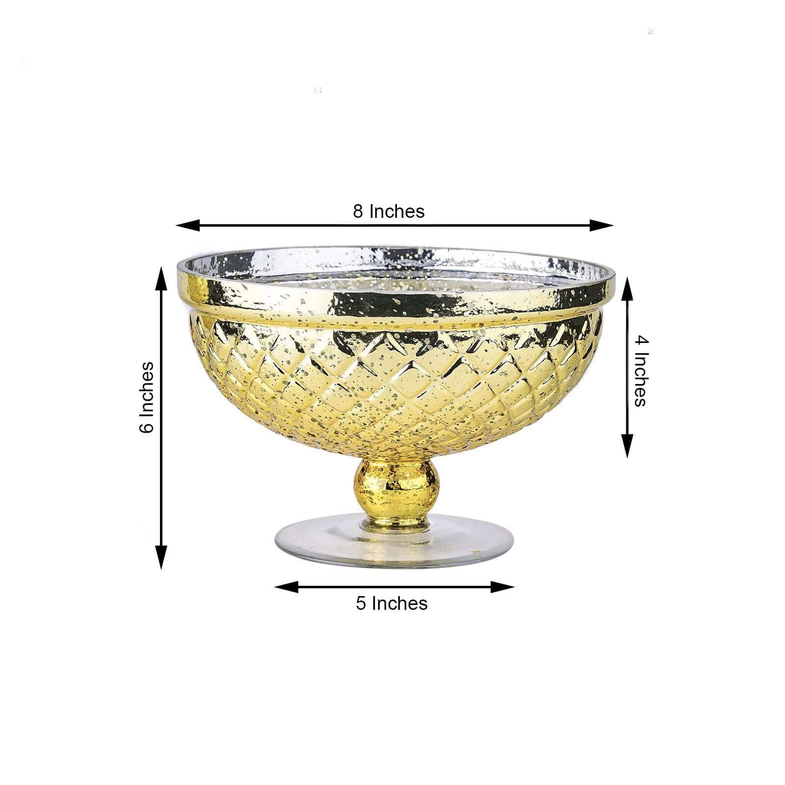 Mercury Glass Pedestal Bowl Vase Compote Style Gold - Sophisticated Floral Table Decor for Events 8