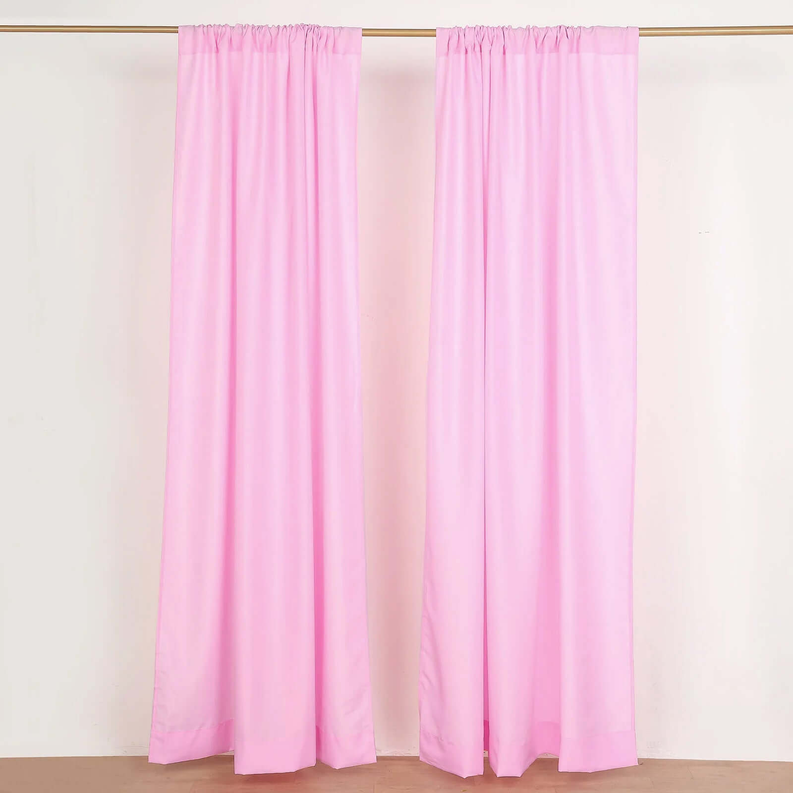 2 Pack Pink Polyester Event Curtain Drapes, 10ftx8ft Backdrop Event Panels With Rod Pockets 130 GSM