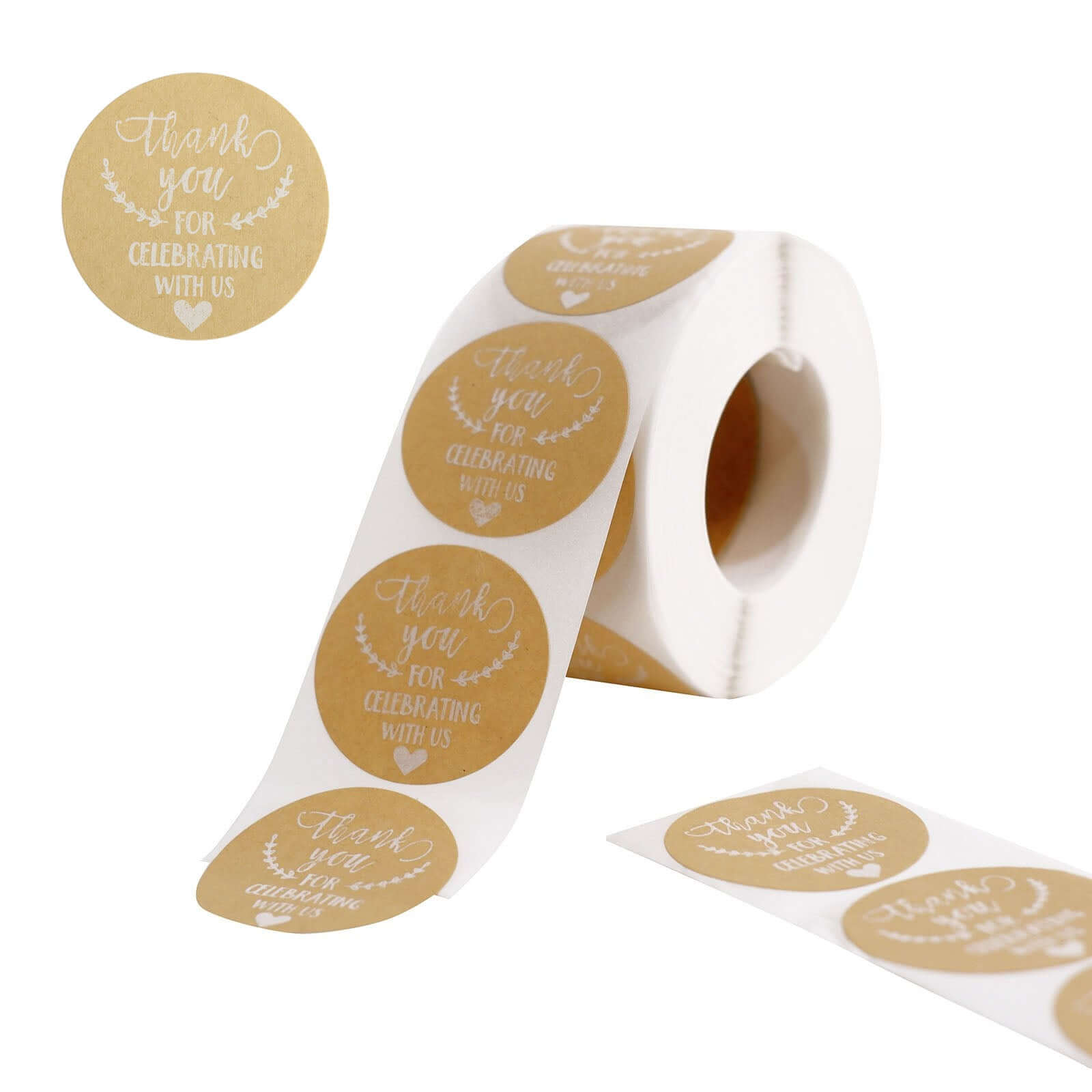 500Pcs 1.5 Thank You for celebrating with Us Stickers Roll, Labels for Envelops Seal and Wedding Favors - Round