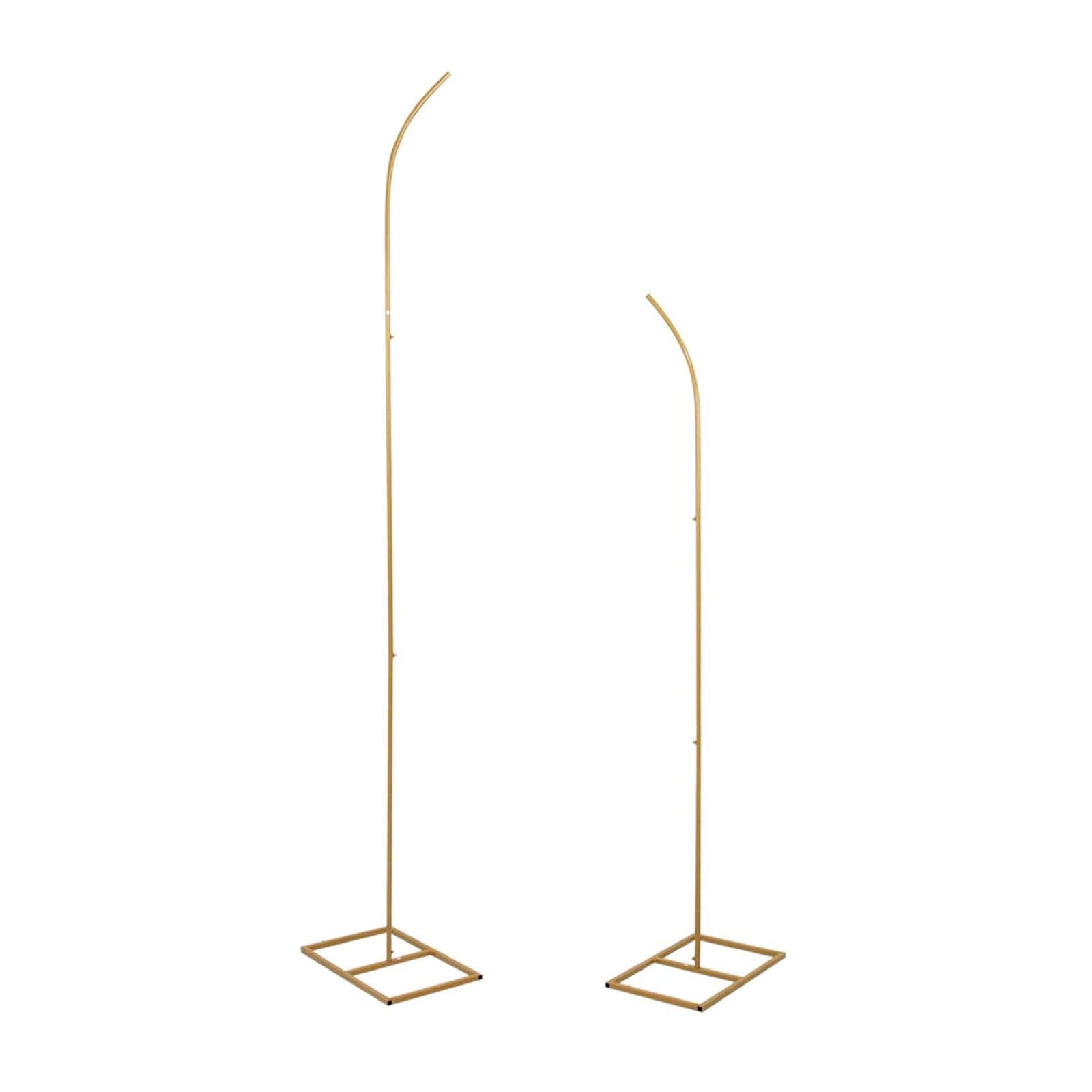 Set of 2 Gold Metal Curved Top Balloon Flower Backdrop Stands, Wedding Arch Frames - 6ft, 8ft