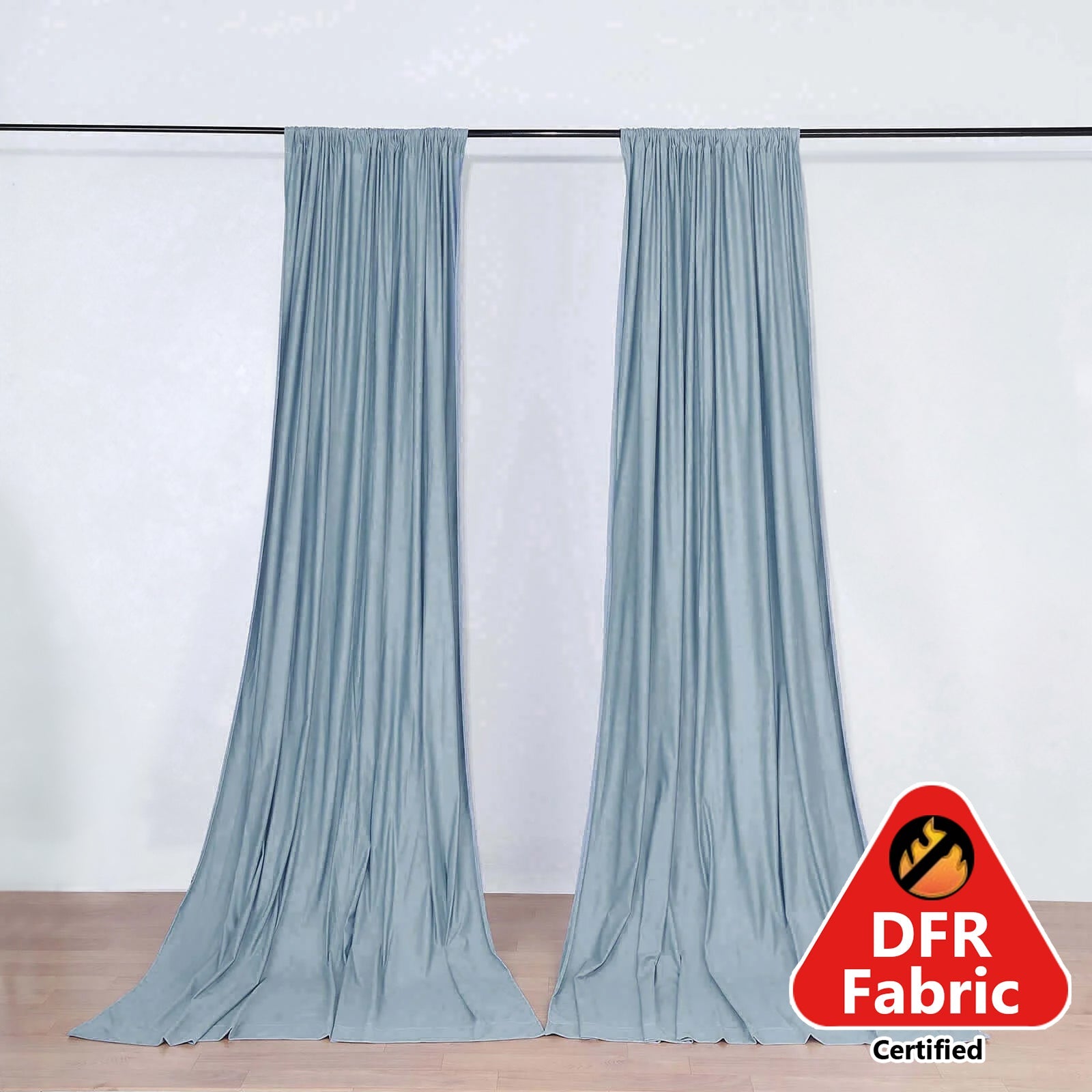 2 Pack Dusty Blue Scuba Polyester Event Curtain Drapes, Durable Flame Resistant Backdrop Event Panels Wrinkle Free with Rod Pockets - 10ftx10ft