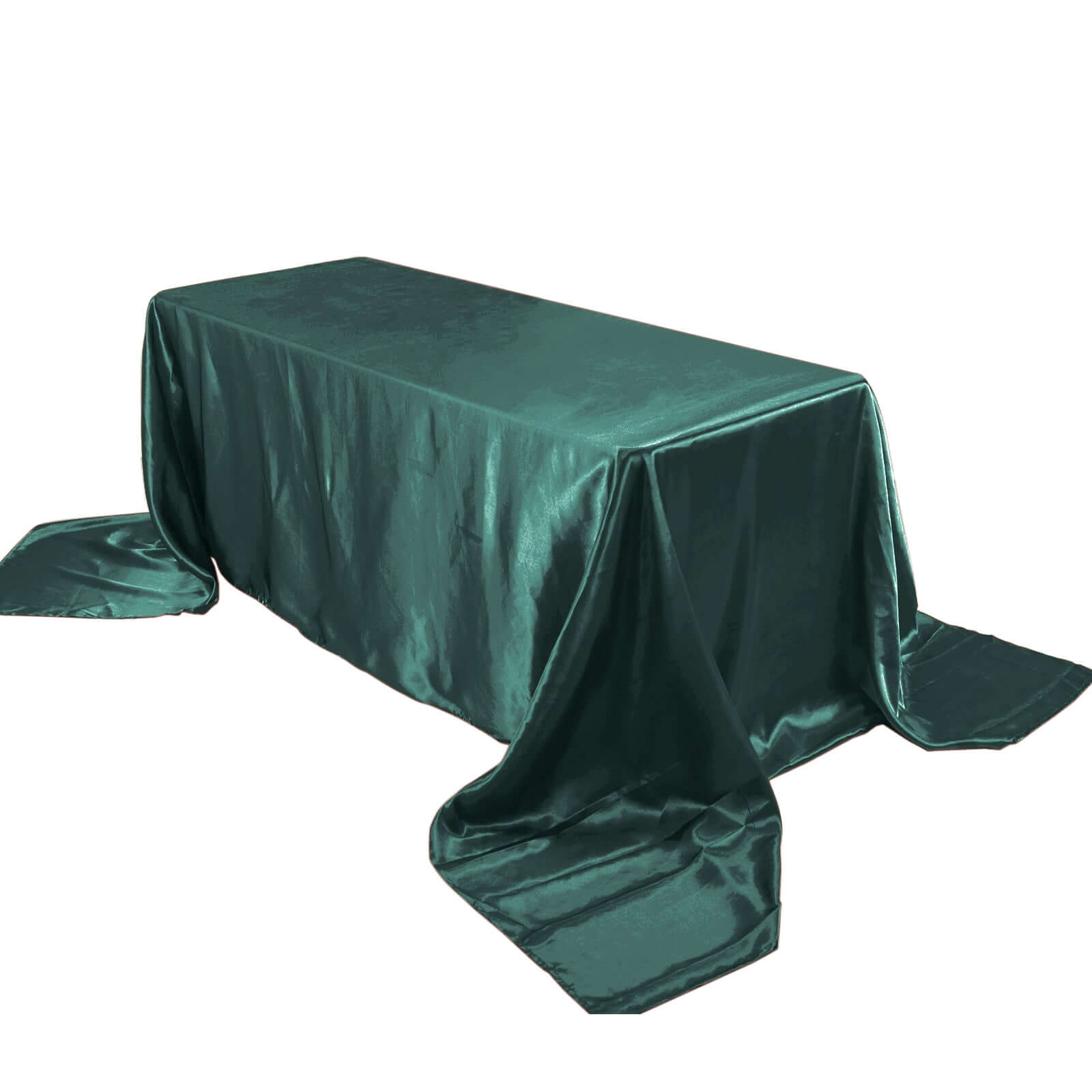 Satin Rectangular 90x156 Tablecloth Hunter Emerald Green - Seamless Table Cover