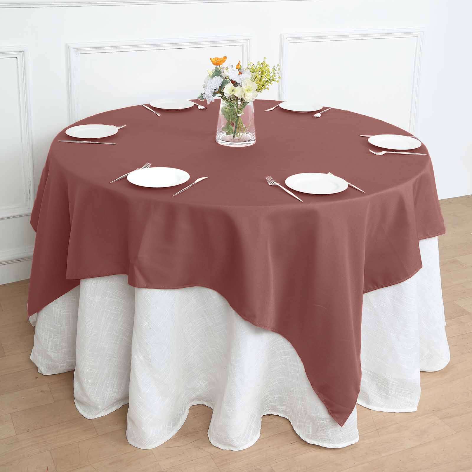 70x70 Cinnamon Rose Polyester Square Table Overlay