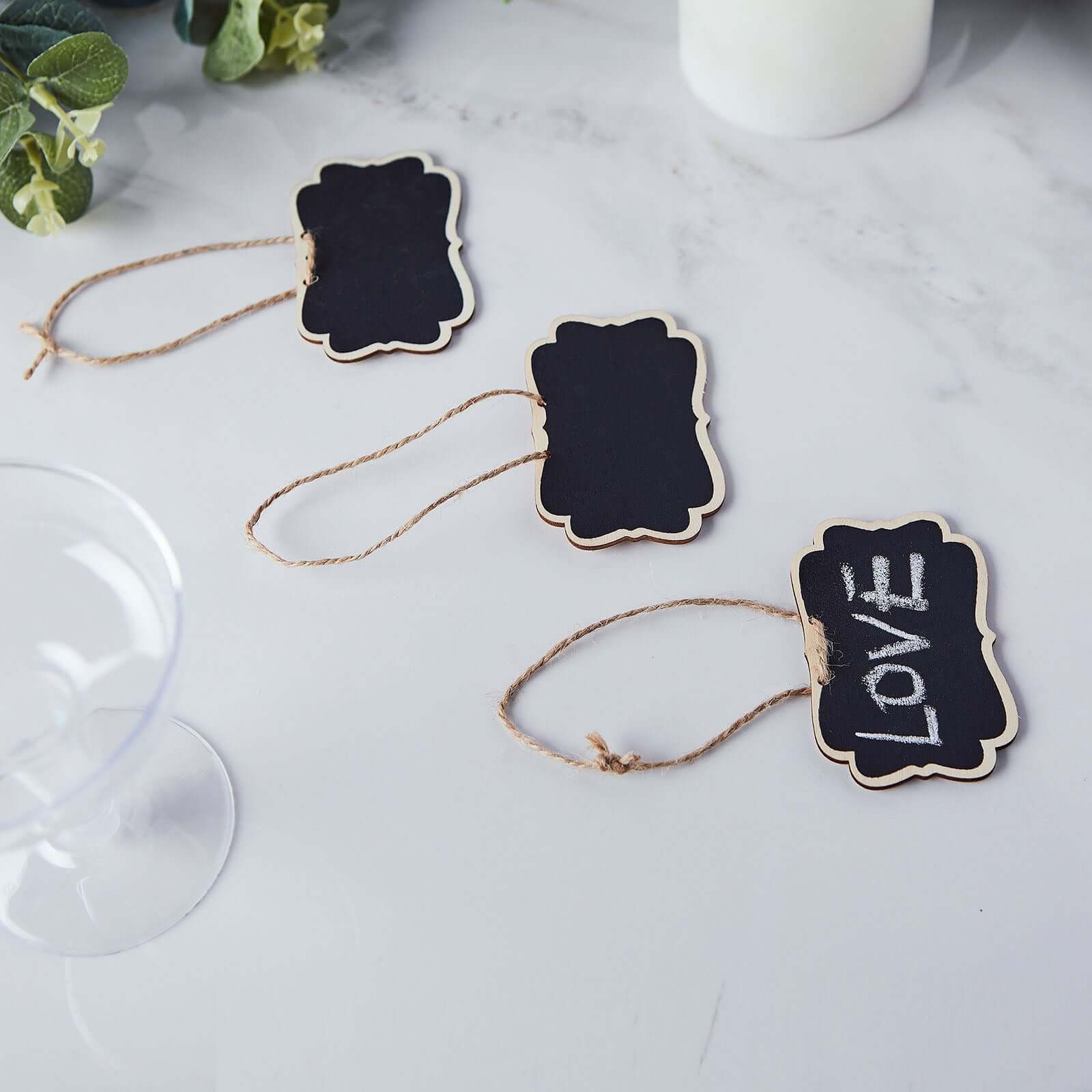 10-Pack Mini Wooden Chalkboard Signs Hanging Design with Twine String - Suitable for DIY Home Décor 2x3