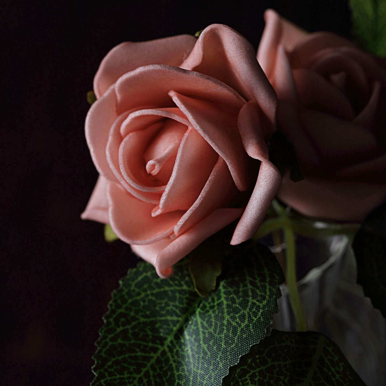 24 Roses 2 Dusty Rose Artificial Foam Flowers With Stem Wire and Leaves