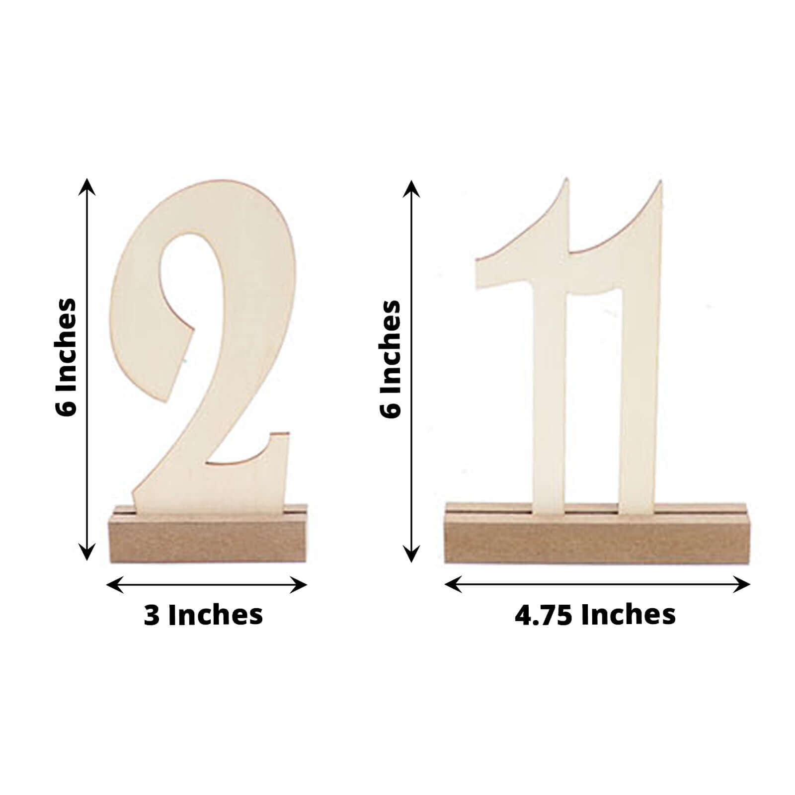 20-Pack Wooden Wedding Table Numbers Natural 1-20 with Holder Base - Perfect Rustic Signs for Receptions 6