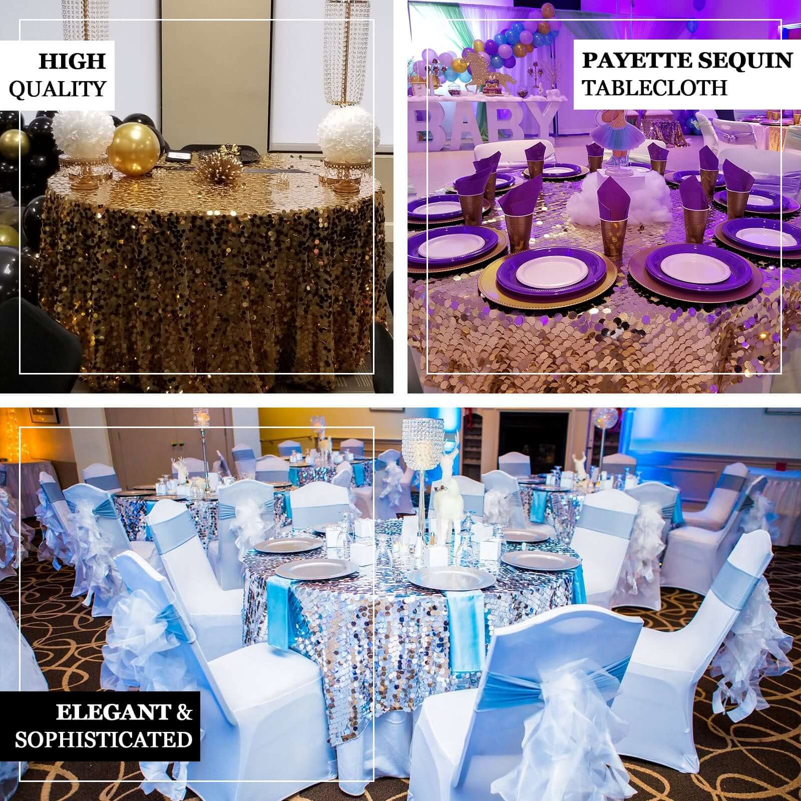 Sequin 120 Round Tablecloth Red - Seamless Big Payette Design Table Cover
