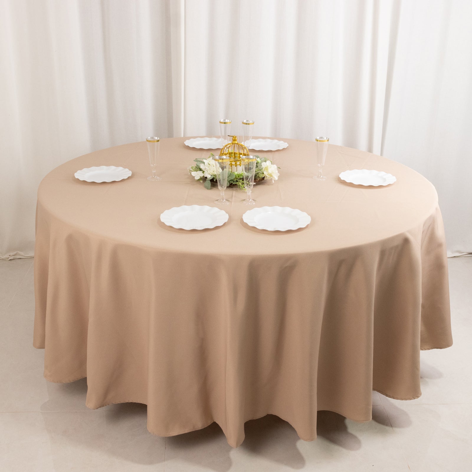 Premium Polyester 108 Round Tablecloth Nude - Wrinkle-Resistant 220GSM Table Cover