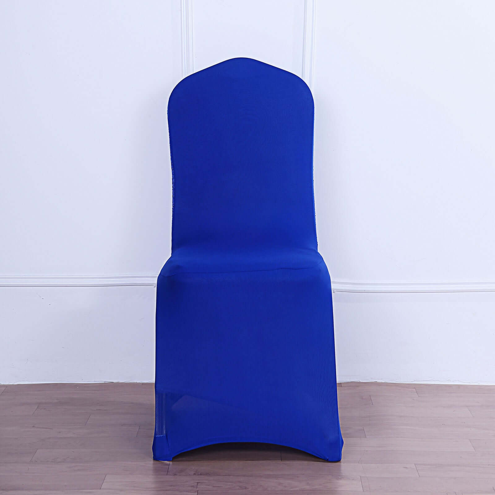 Spandex Chair Cover with Metallic Shimmer Tinsel Back for Banquet Chairs Royal Blue - Fitted Slipcover