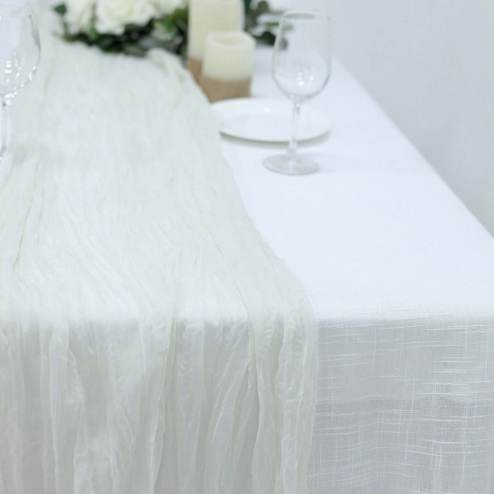 Gauze Cheesecloth 10ft Table Runner Ivory - Rustic Boho Style