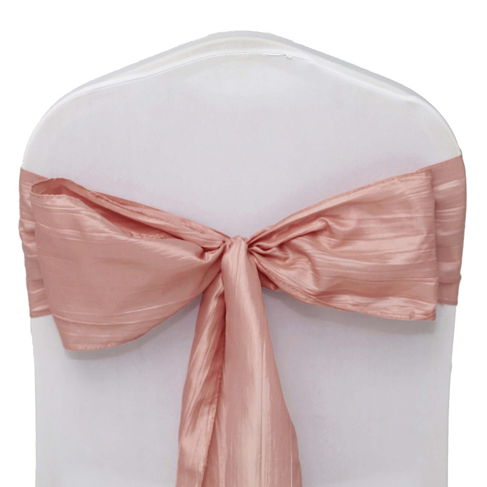 5 Pack Taffeta 6x106 Chair Sashes Dusty Rose Accordion Crinkle Texture - Stylish Decor for Weddings & Gatherings