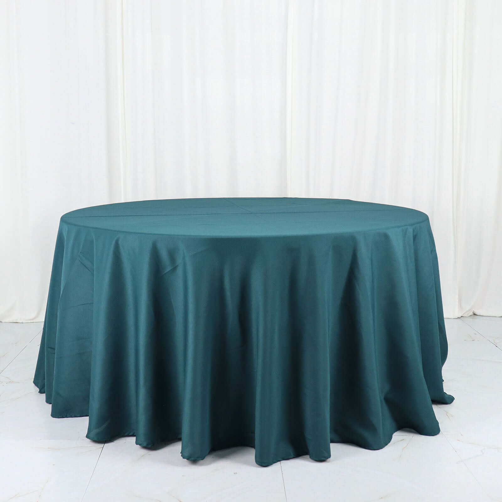 Polyester 120 Round Tablecloth Peacock Teal - Seamless Wrinkle-Resistant Table Cover