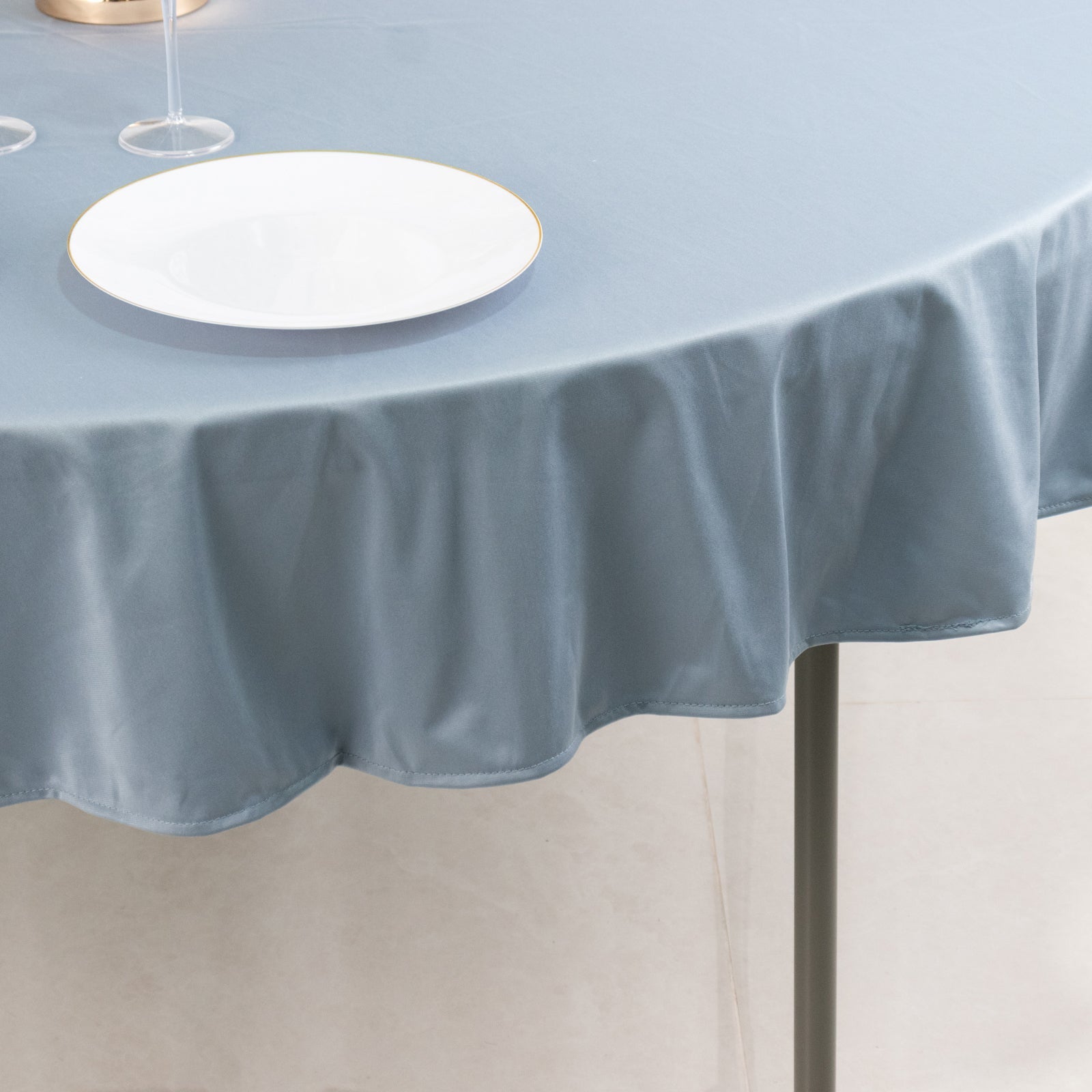 Premium Scuba Round 70 Tablecloth Dusty Blue - Wrinkle Free & Stain Resistant Table Cover