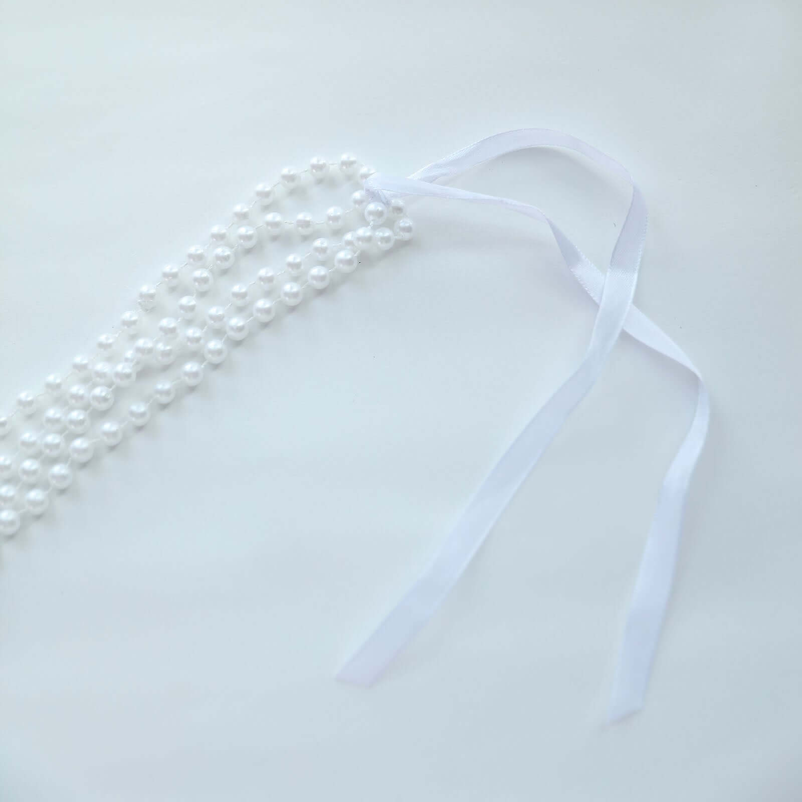 Faux Pearl Beaded 16 Chair Back Garland Sash White Gatsby-Inspired Style - Pre-Tied Chic Wedding Decor for Chiavari Chairs