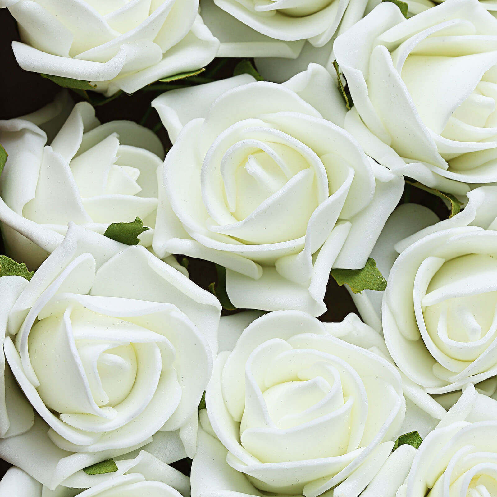 24 Roses 2 Ivory Artificial Foam Flowers With Stem Wire and Leaves