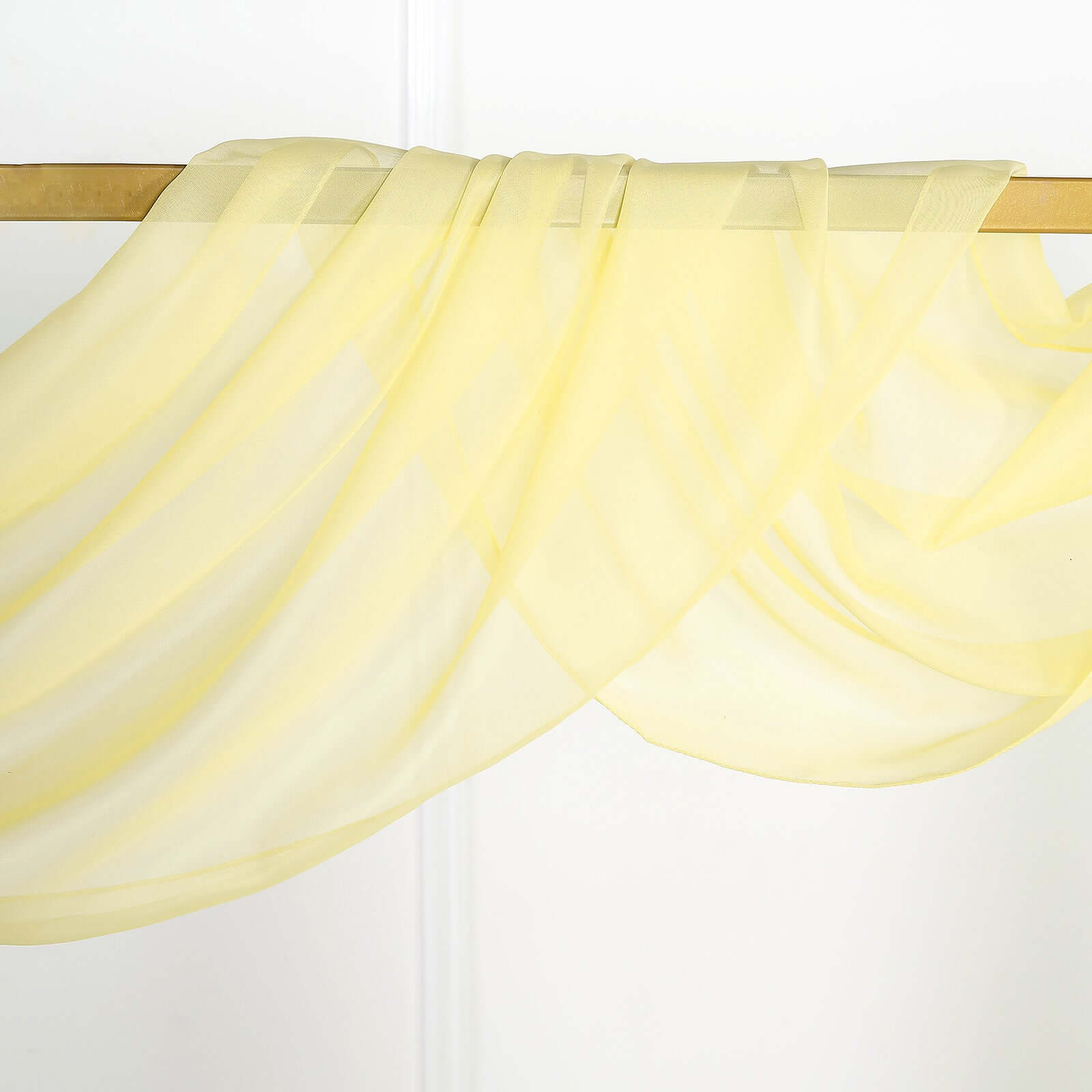 18ft Yellow Sheer Organza Wedding Arch Drapery Fabric, Window Scarf Valance