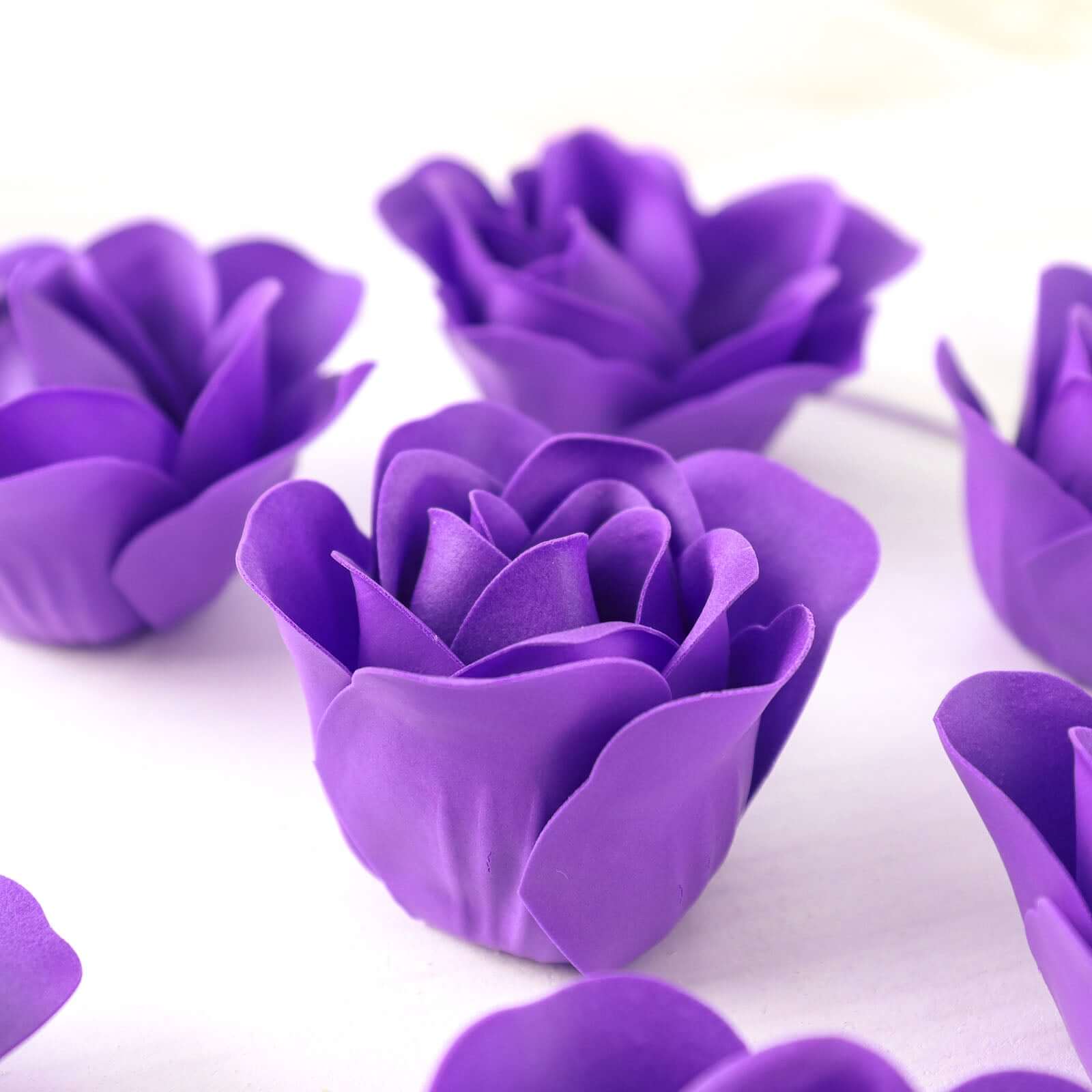 4 Pack 24 Pcs Purple Scented Rose Soap Heart Shaped Party Favors With Gift Boxes And Ribbon