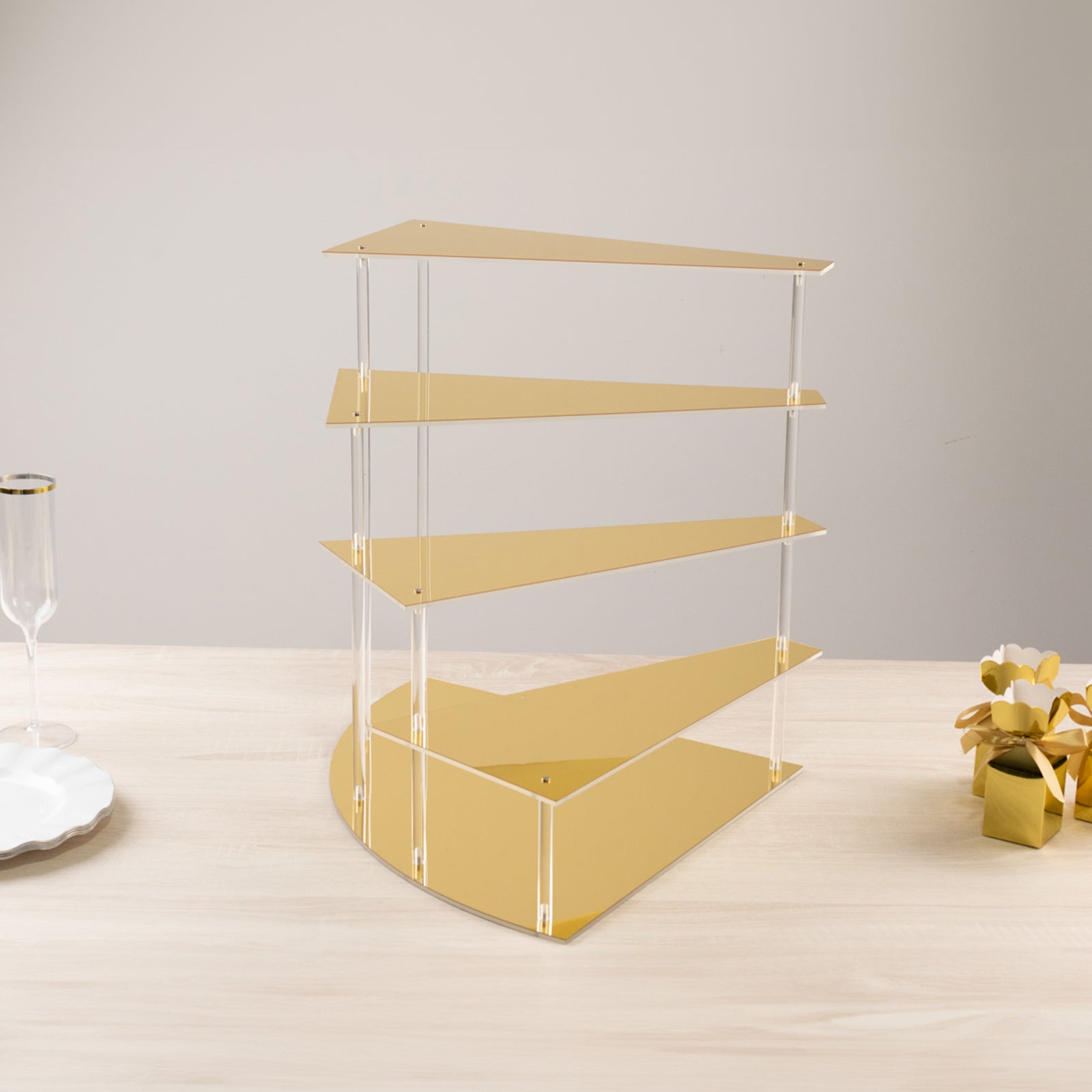 4-Tier Acrylic Cupcake Display Stand Gold Spiral Stairway Design - Stylish Reusable Multi Level Serving Tray Organizer Shelf Riser for Dessert Perfume Retail Jewelry & Collectibles 17