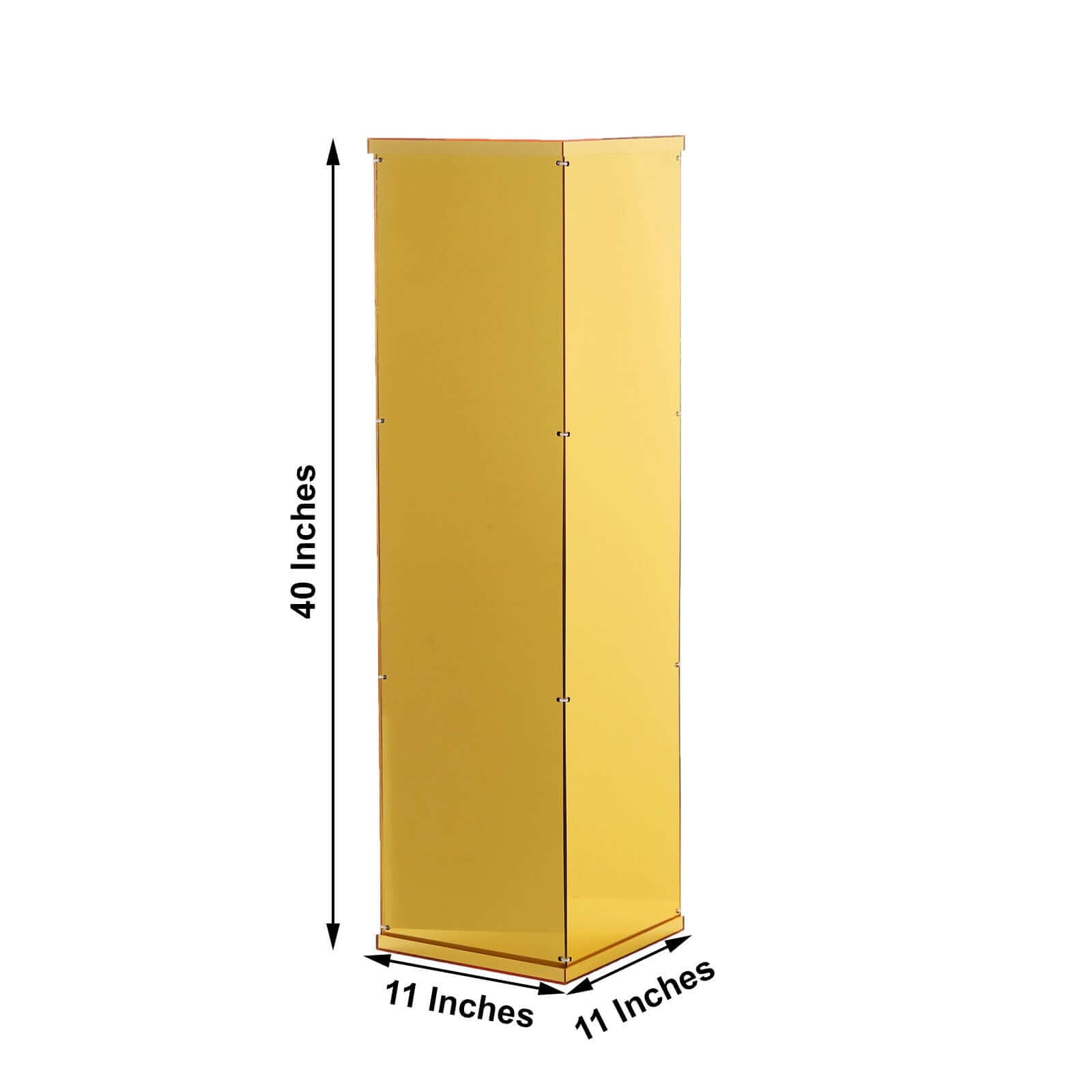 40 Floor Standing Gold Mirror Finish Acrylic Display Box, Pedestal Riser with Interchangeable Lid and Base