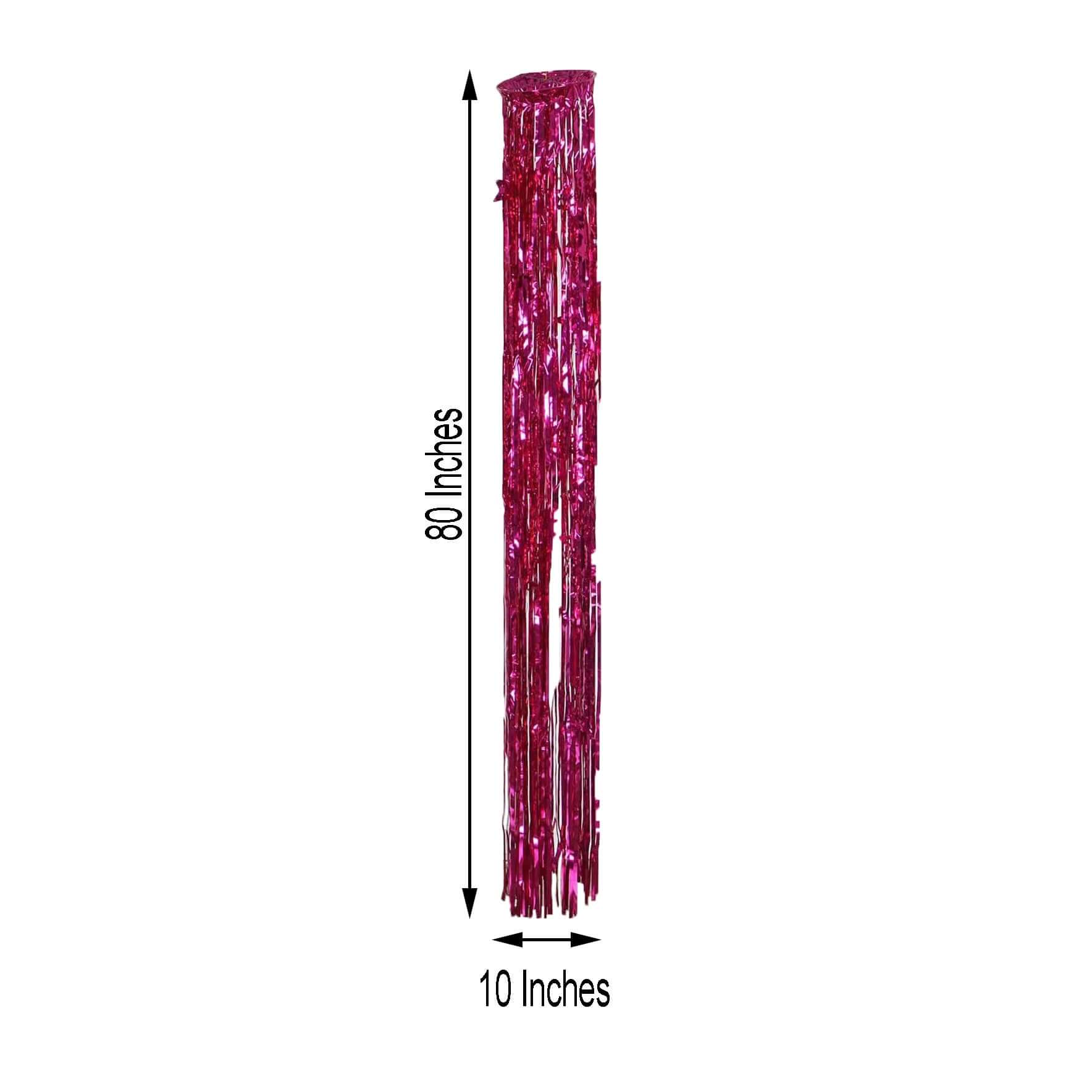 Metallic Fuchsia Foil Fringe Hanging Curtain Column