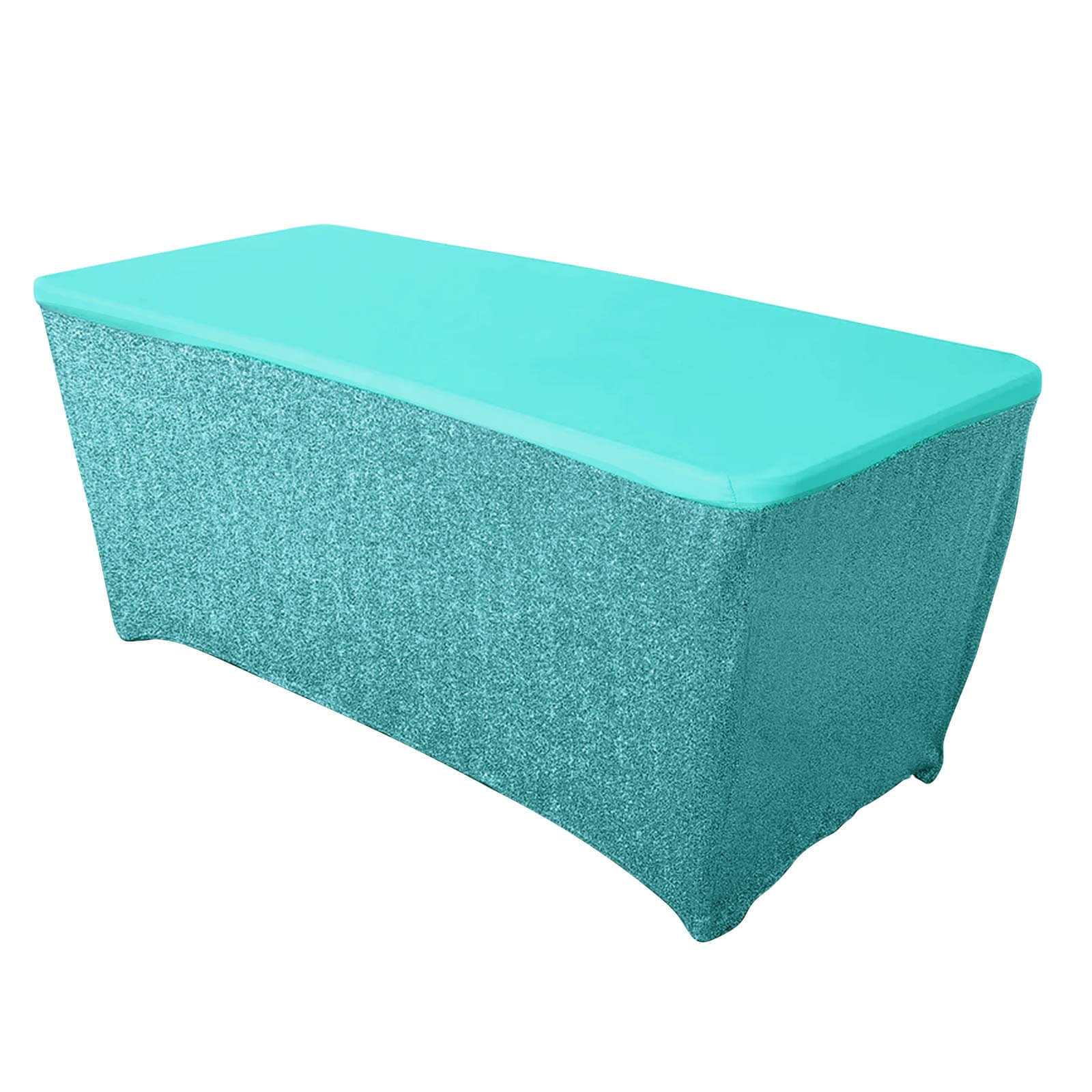 Stretch Spandex 72x30 Rectangle Tablecloth Metallic Turquoise - Form-Fitting Table Cover