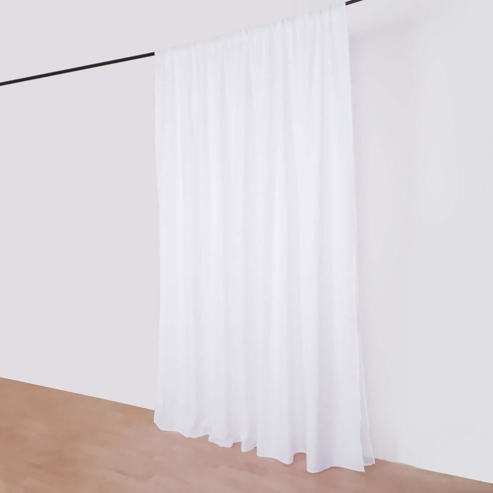 White Chiffon Polyester Event Curtain Drapes, Dual Layer Divider Backdrop Curtain Panels with Rod Pockets - 10ftx10ft