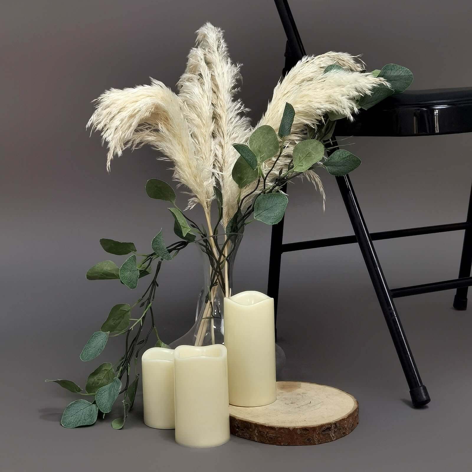 6 Stems Natural Dried Pampas Grass Decor Off White Tint - Versatile Plant Sprays for Boho Chic Vase Displays Backdrops & Event Styling 32