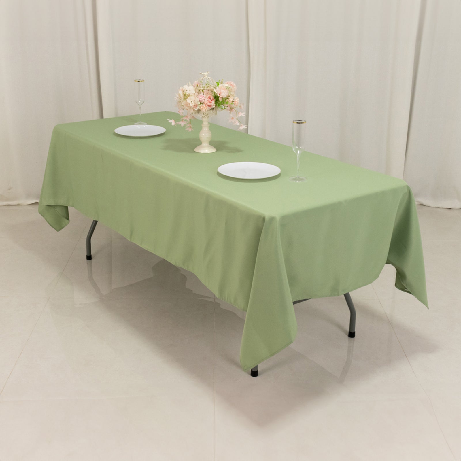 Premium Polyester 60x102 Rectangle Tablecloth Sage Green - Durable 220GSM Wrinkle-Resistant Table Cover